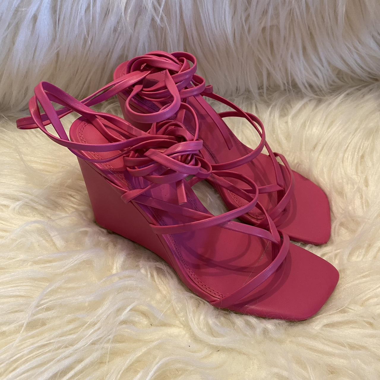 Asos design tempting tie leg strappy wedges in hot. Depop