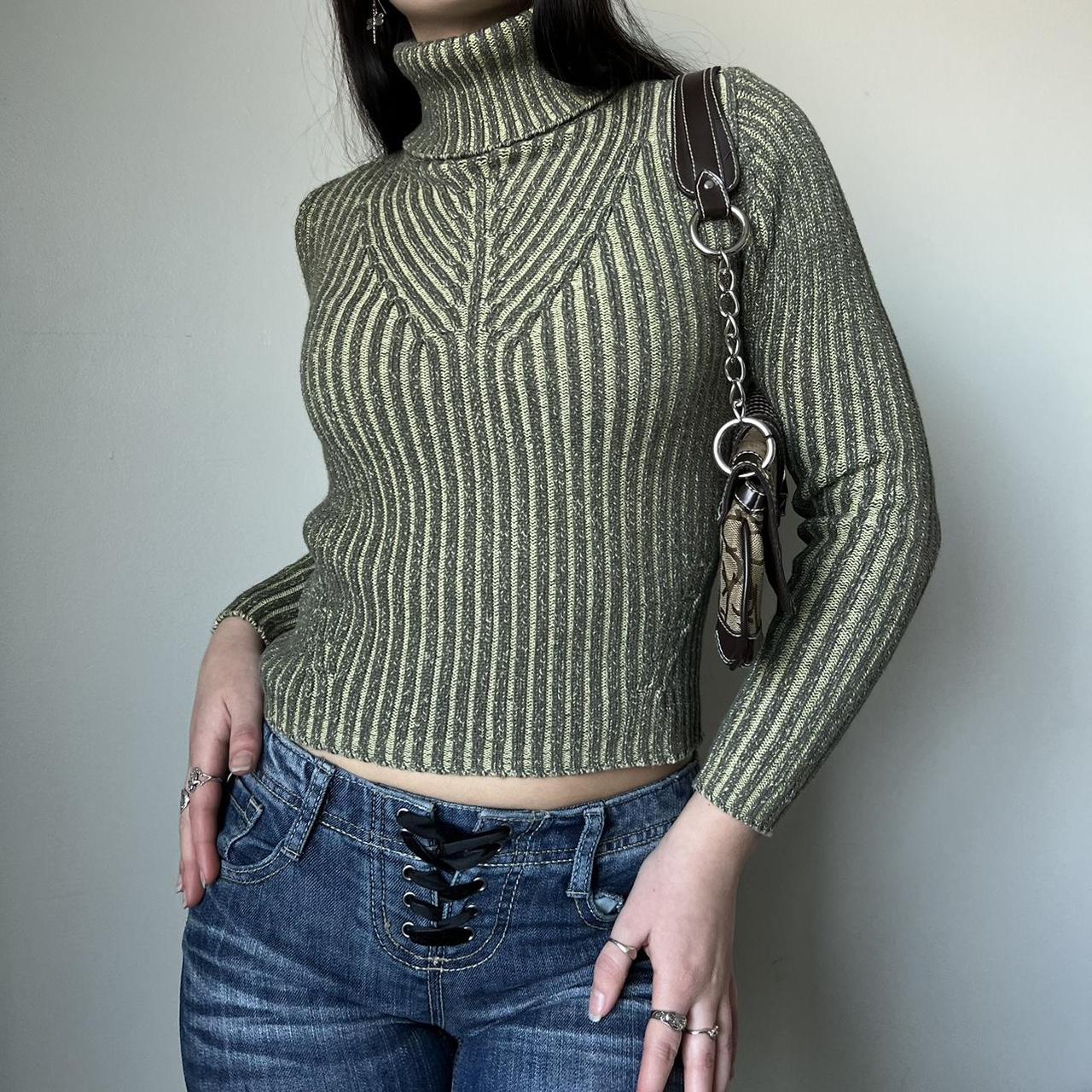 Y2k Sage Green Ribbed Turtleneck •Brand:... - Depop