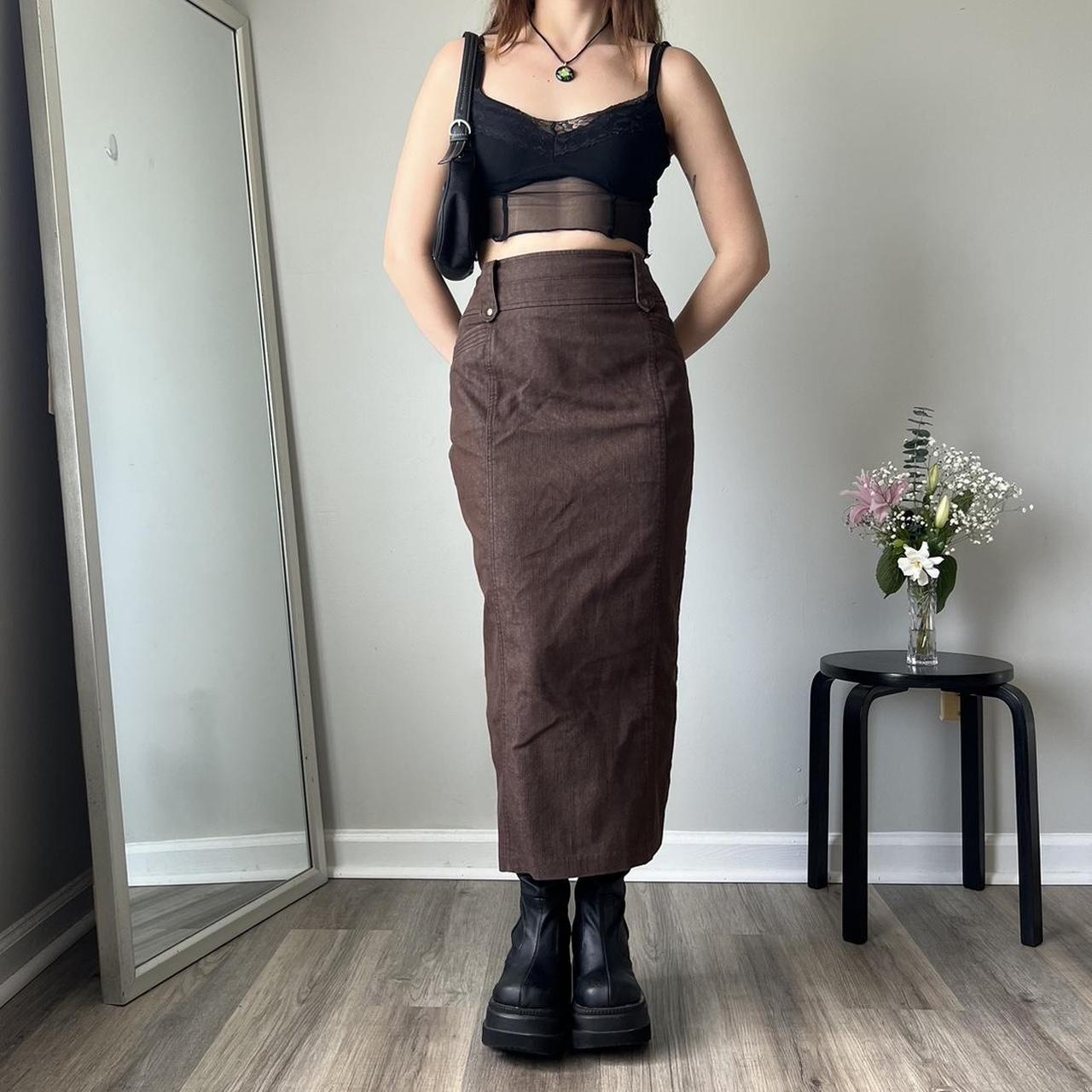 Perfect Brown Denim Maxi Skirt W/ Slit •Brand:... - Depop