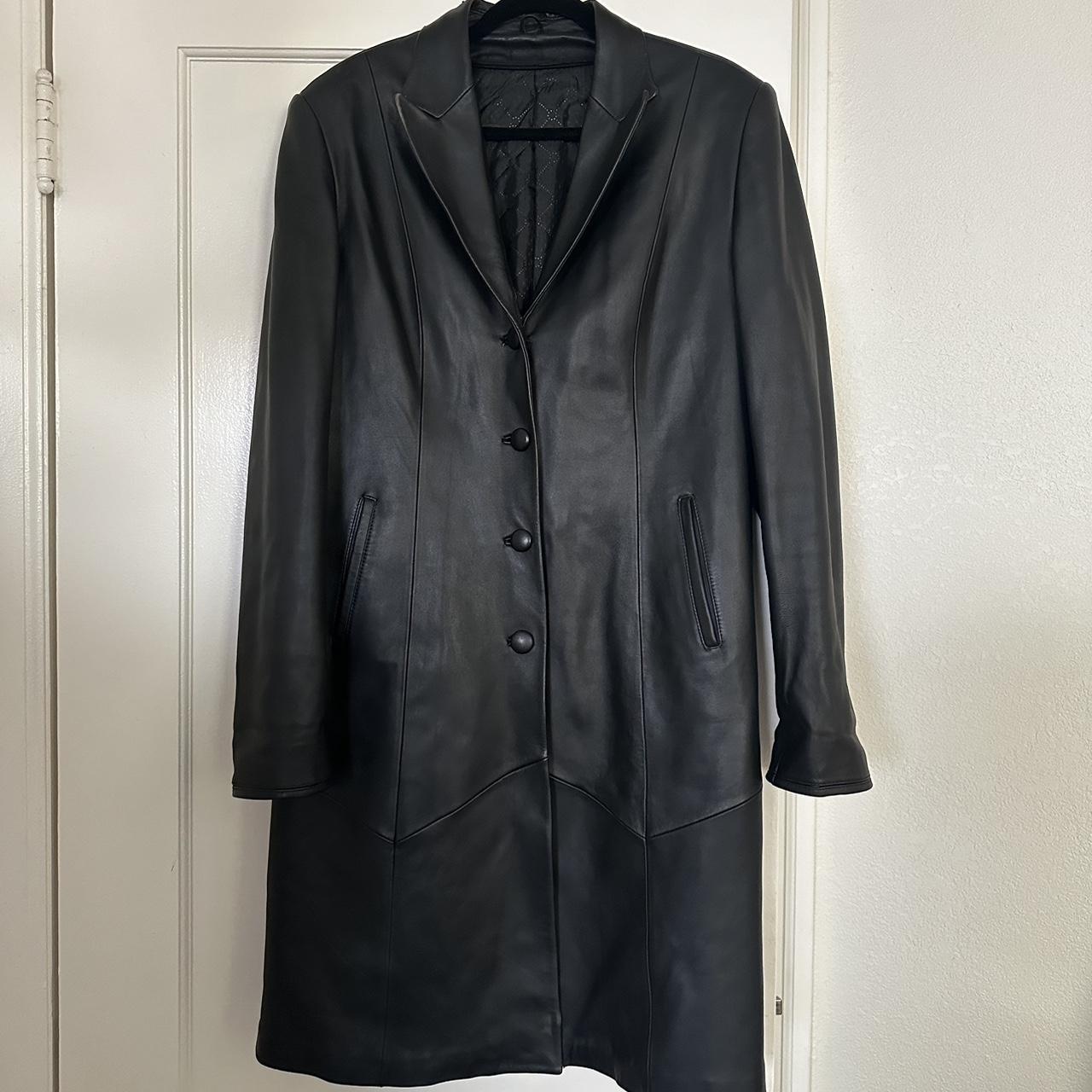 Unbranded real leather trench coat Size XL... - Depop