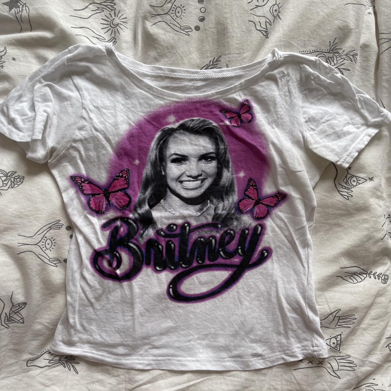 Britney Spears top Britney Spears t-shirt White baby... - Depop
