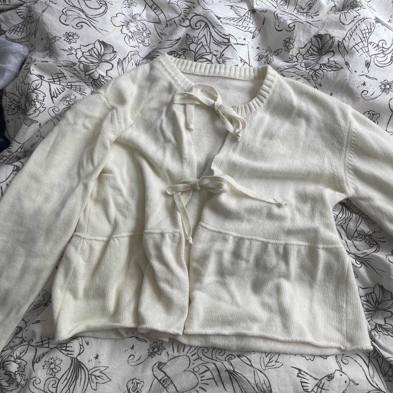 Minka dink london cardigan White cardigan Tie-front... - Depop