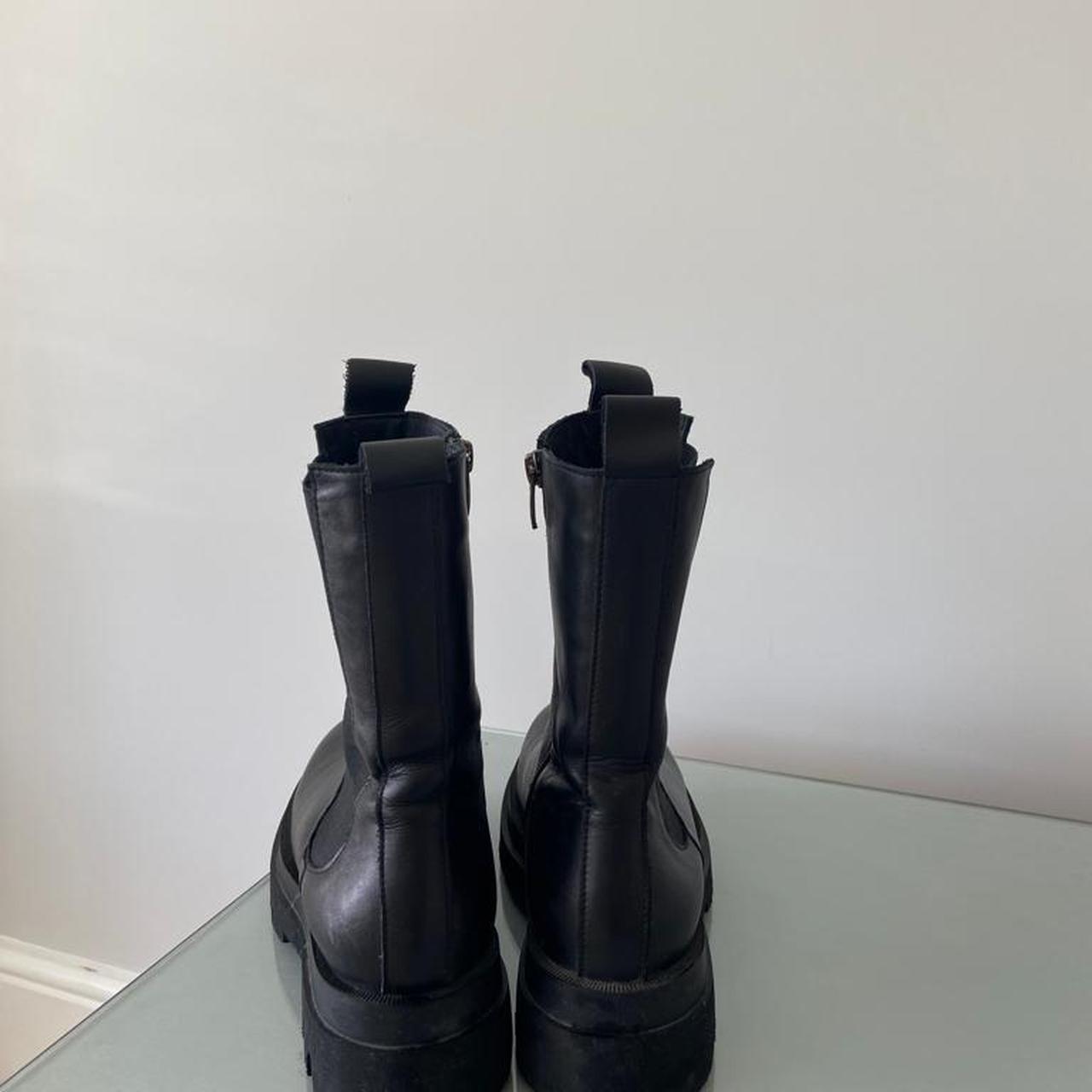 topshop leather chunky chelsea boots in black
