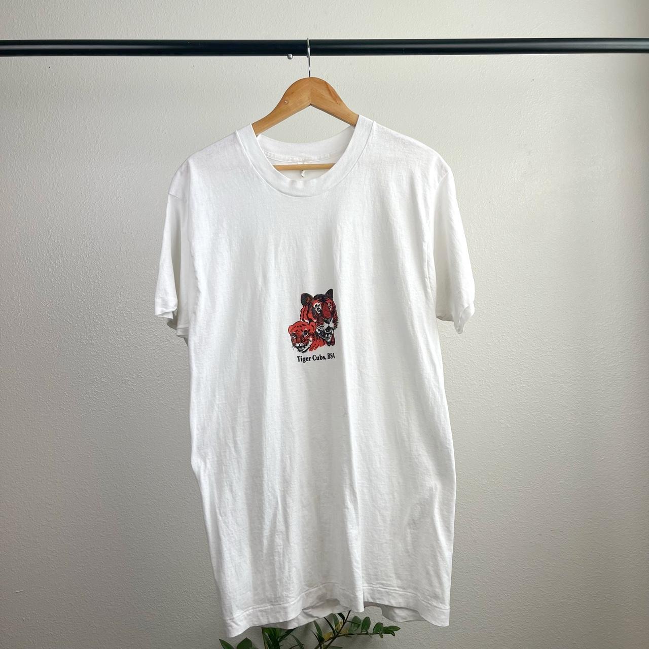 Fruit of the Loom Men's White and Orange T-shirt | Depop