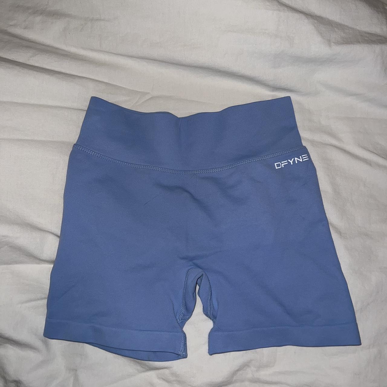 blue dfyne shorts - size small - worn 3 times - Depop