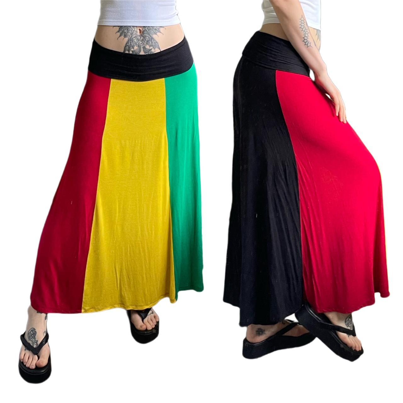 women-s-black-and-yellow-skirt-depop