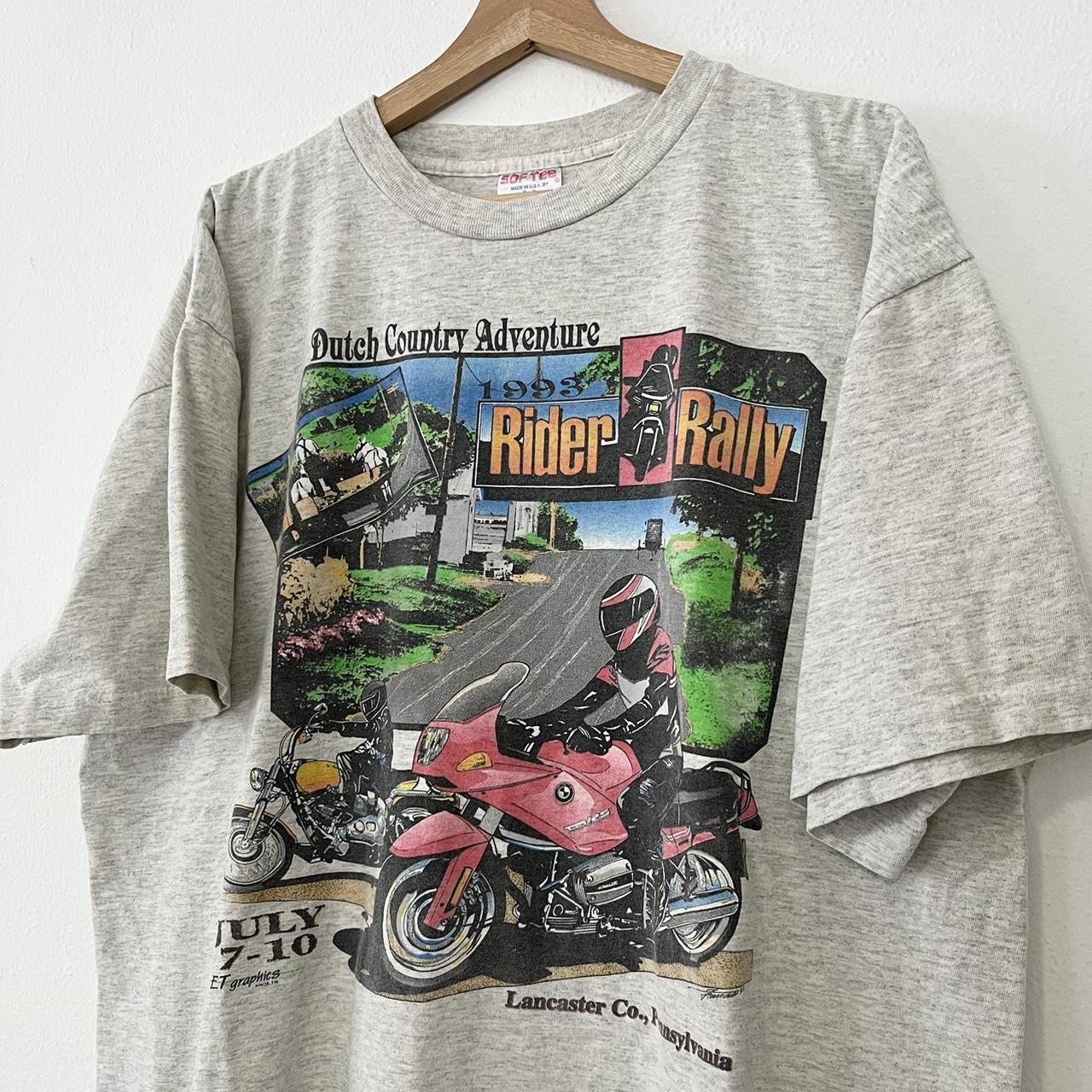 Vintage 90s motorcycle rider rally bmw racing single... - Depop