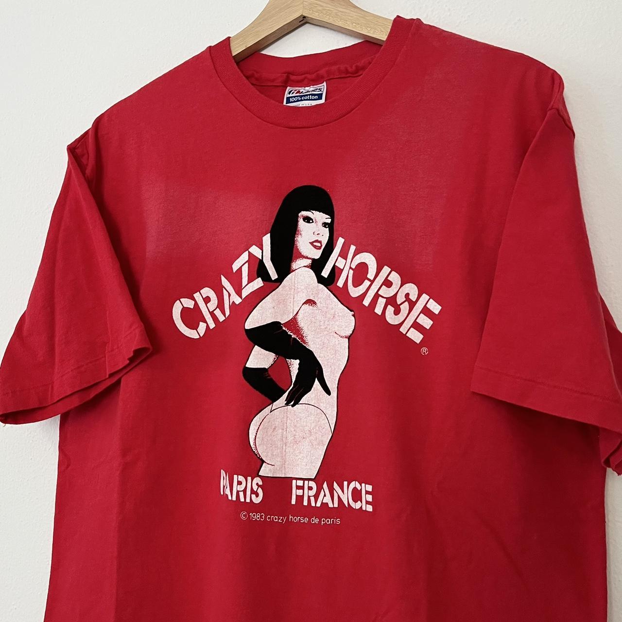 トップス vintage made in FRANCE CRAZY HORSE tee Mens Rare VINTAGE 1982 Crazy Horse De Paris France Single