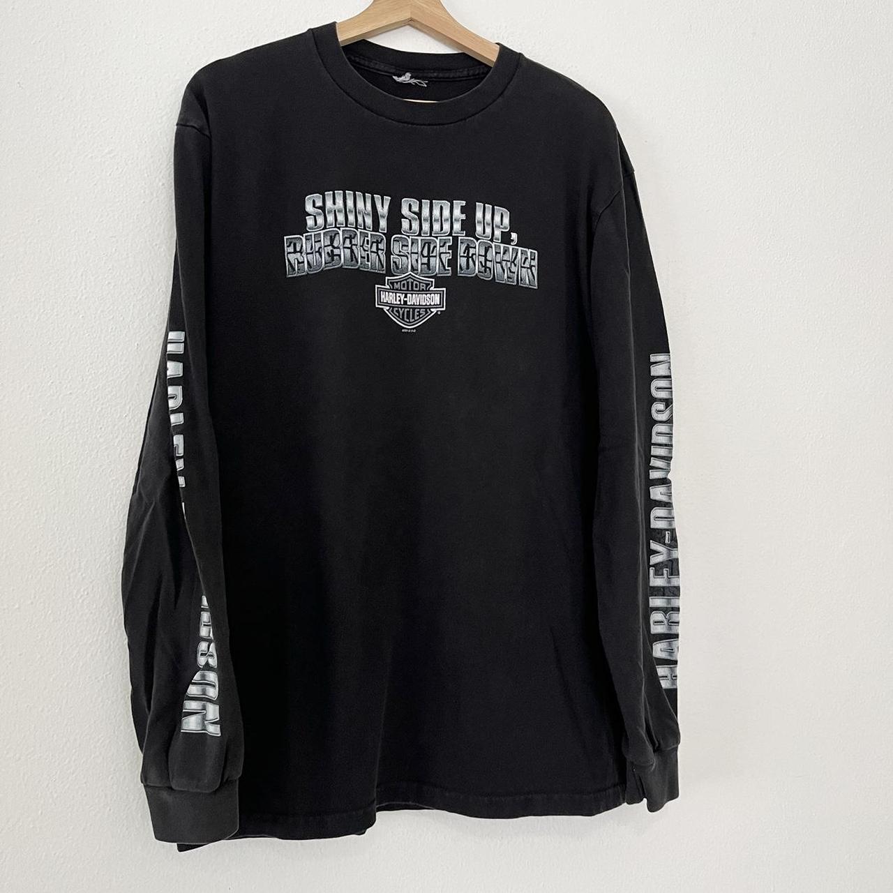 Vintage long sleeve harley davidson black fire | Depop