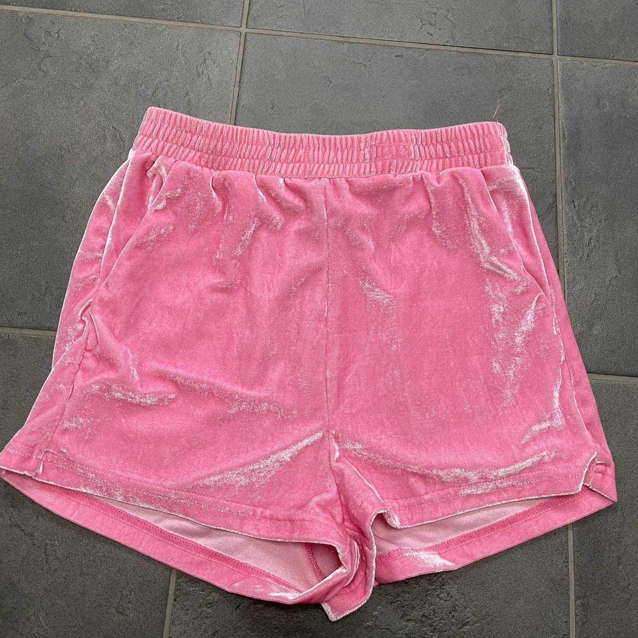 Pink velvet shorts uk best sale