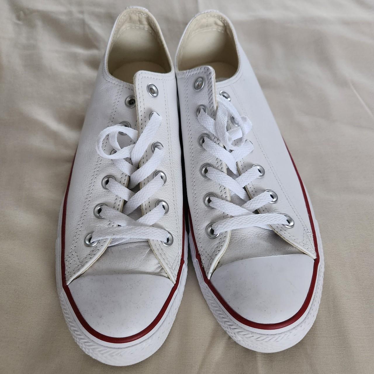 Converse Men's White and Red Trainers | Depop