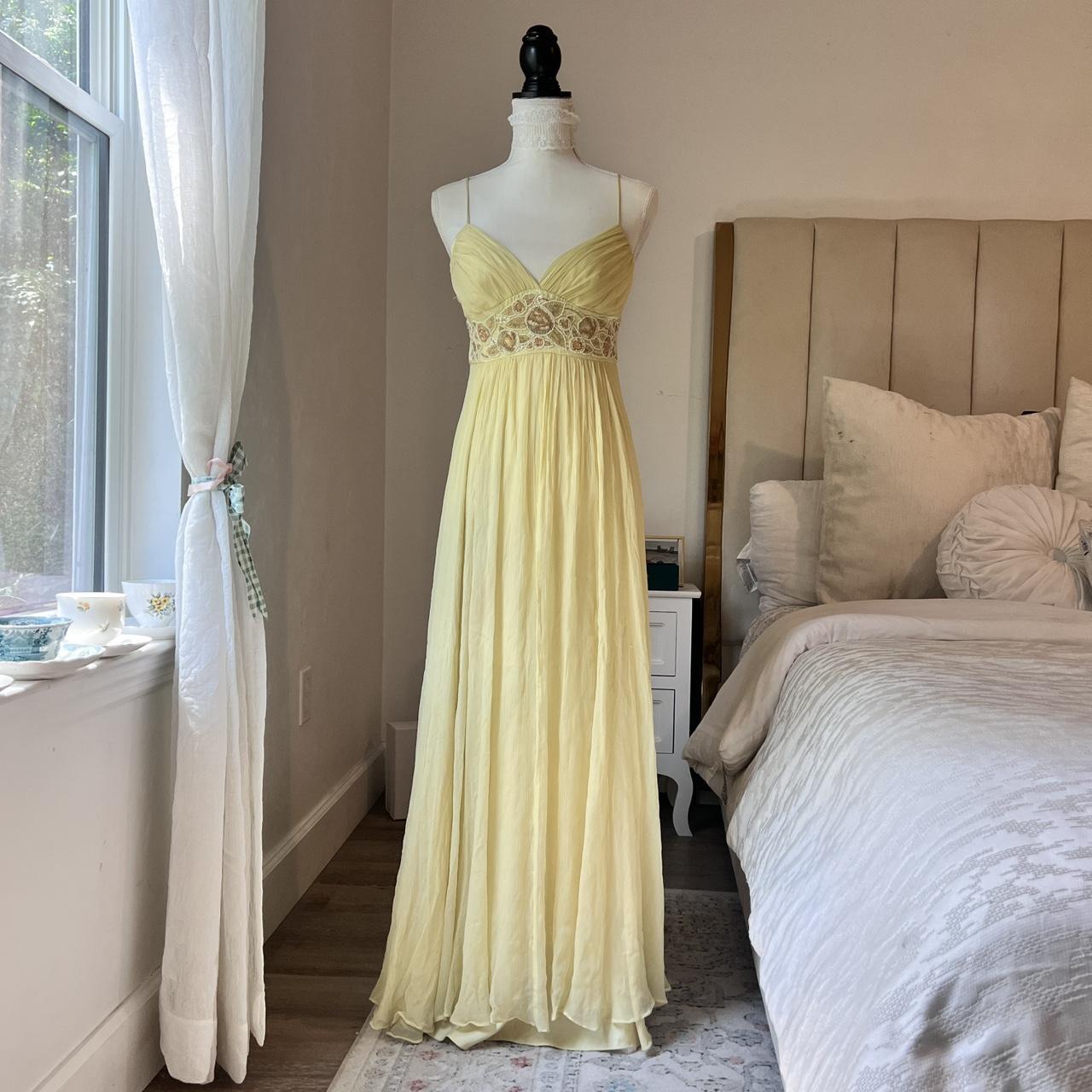 Pale yellow gown with beading Brand BCBG. Depop