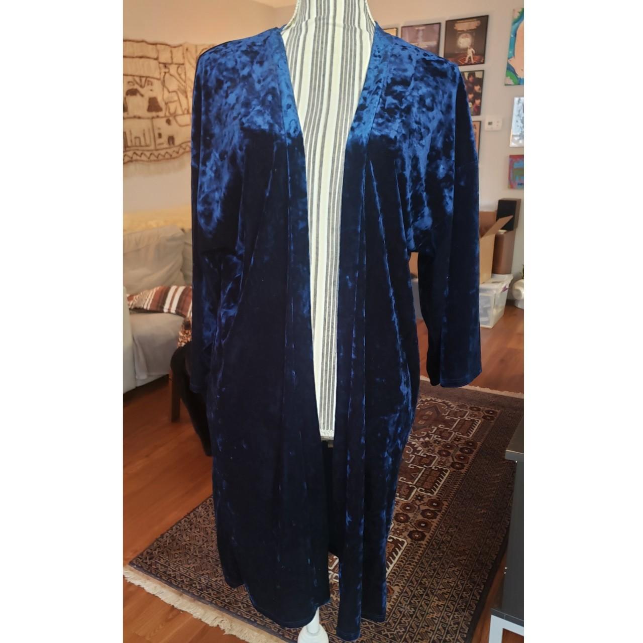 Blue velvet kimono cover up long jacket. So soft! If... Depop