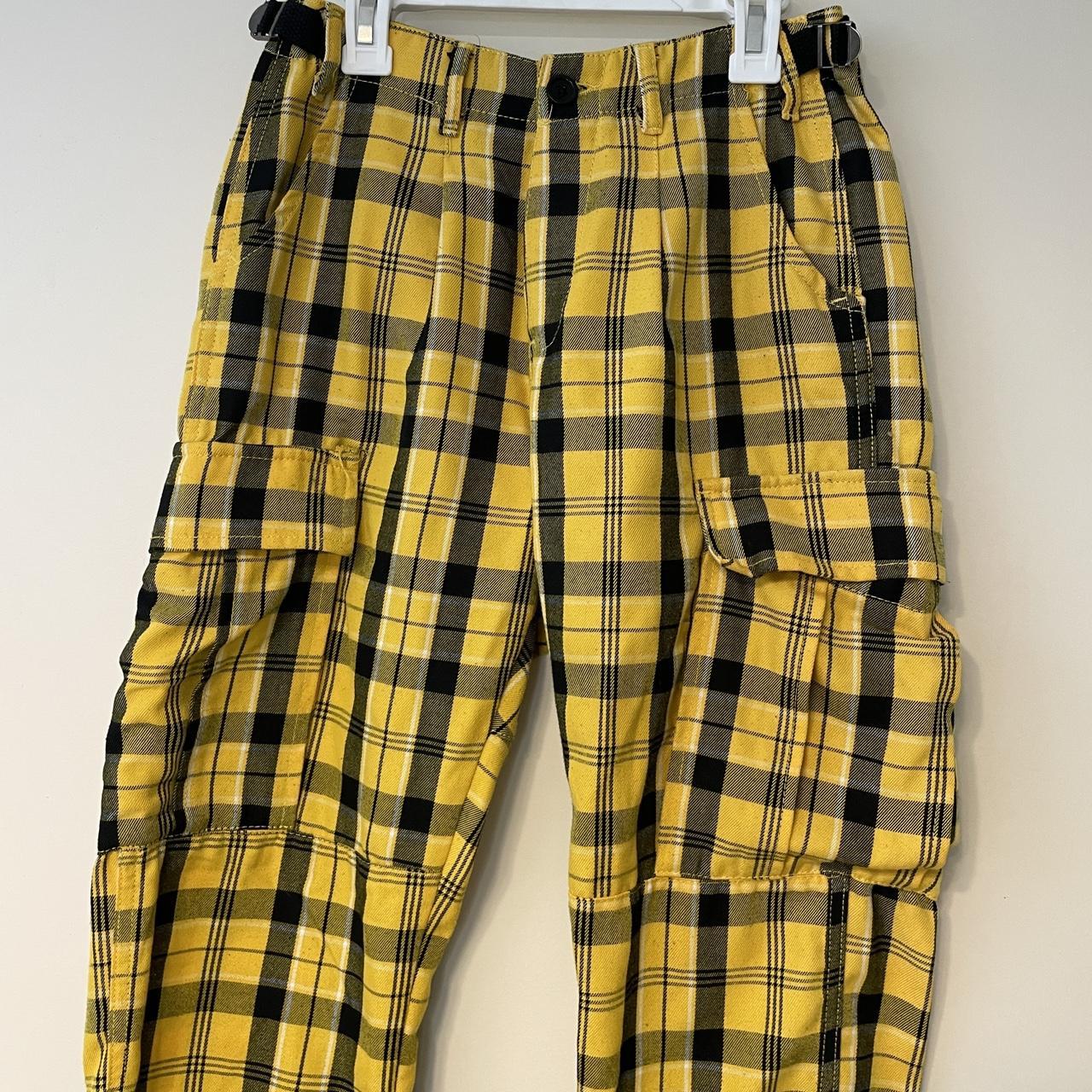 Yellow plaid cargo on sale pants