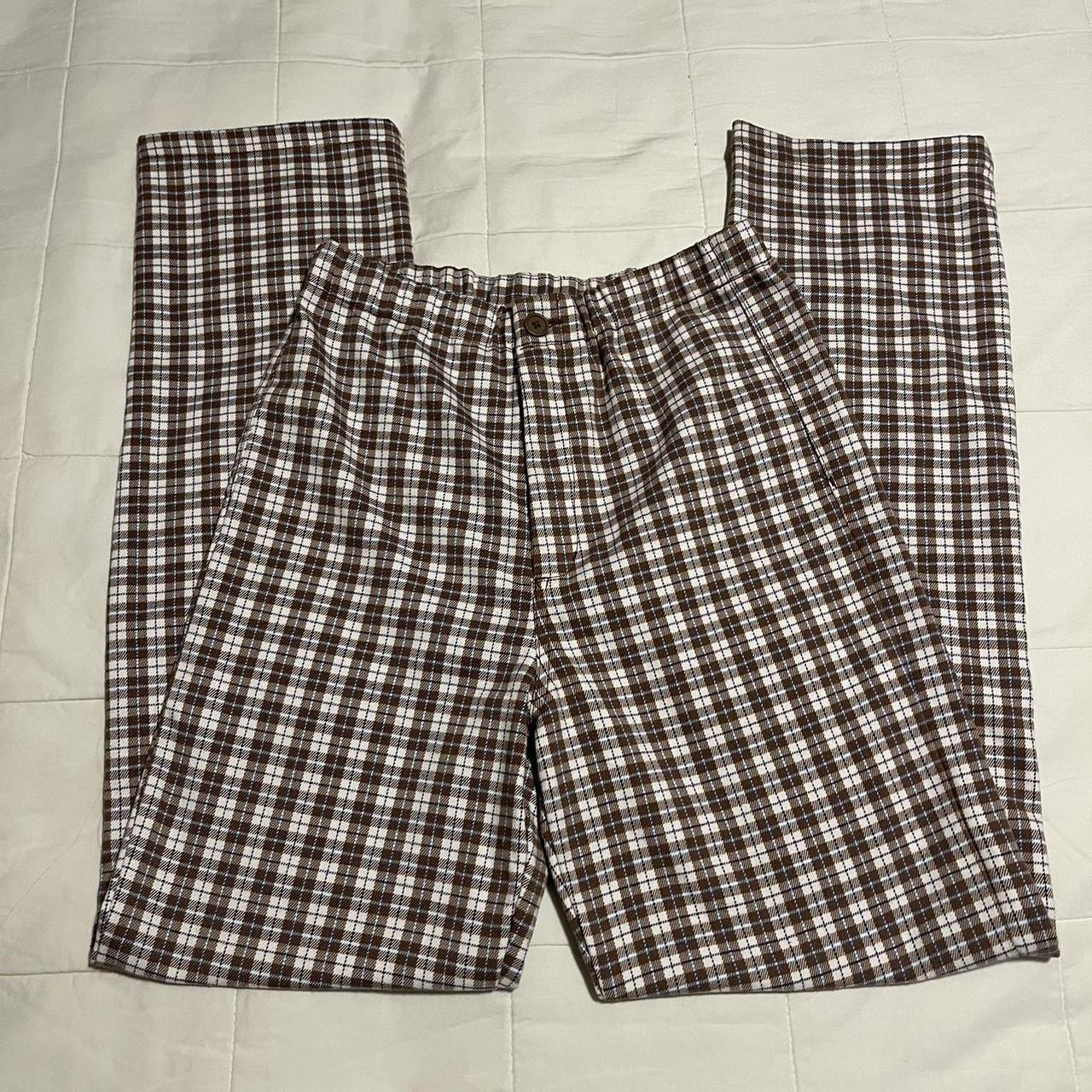 Brandy Melville plaid pants Brown and blue and... Depop