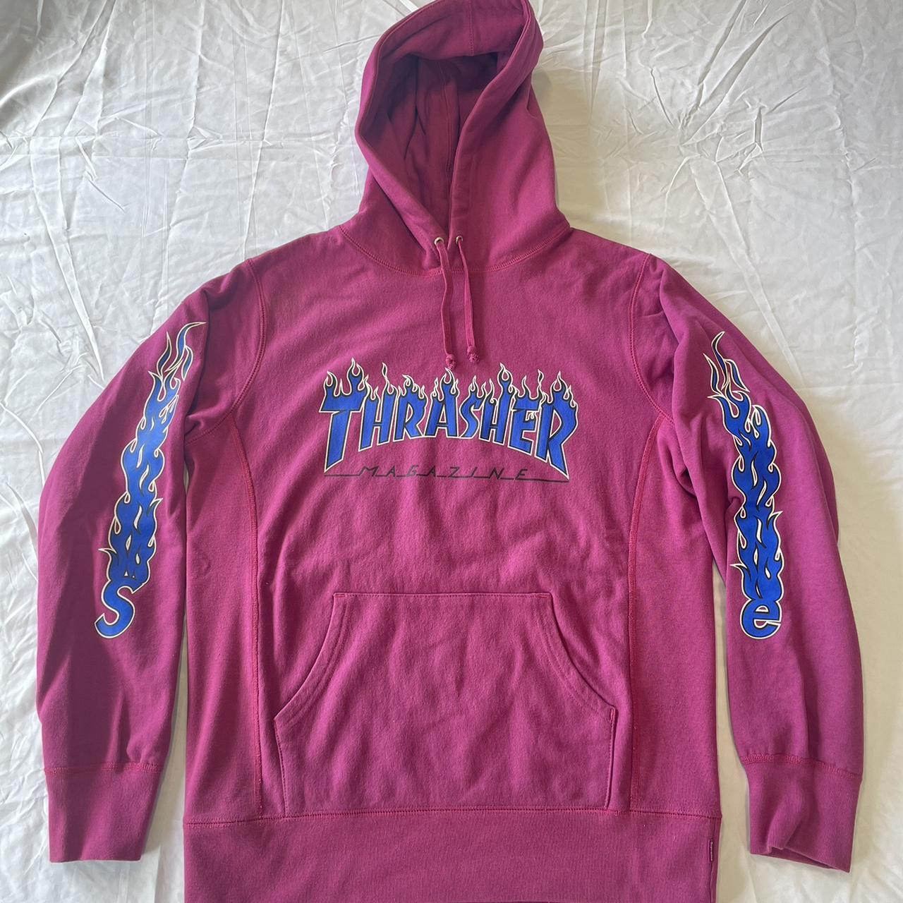 Supreme Thrasher Flame Logo Hoodie Magenta Size