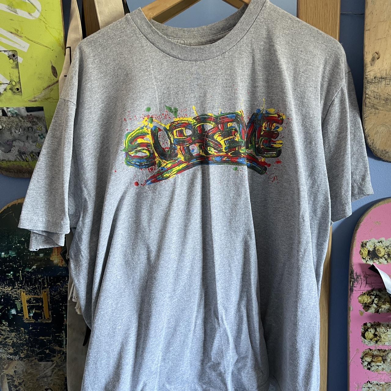 paint splatter supreme tee, size xl. worn but no | Depop
