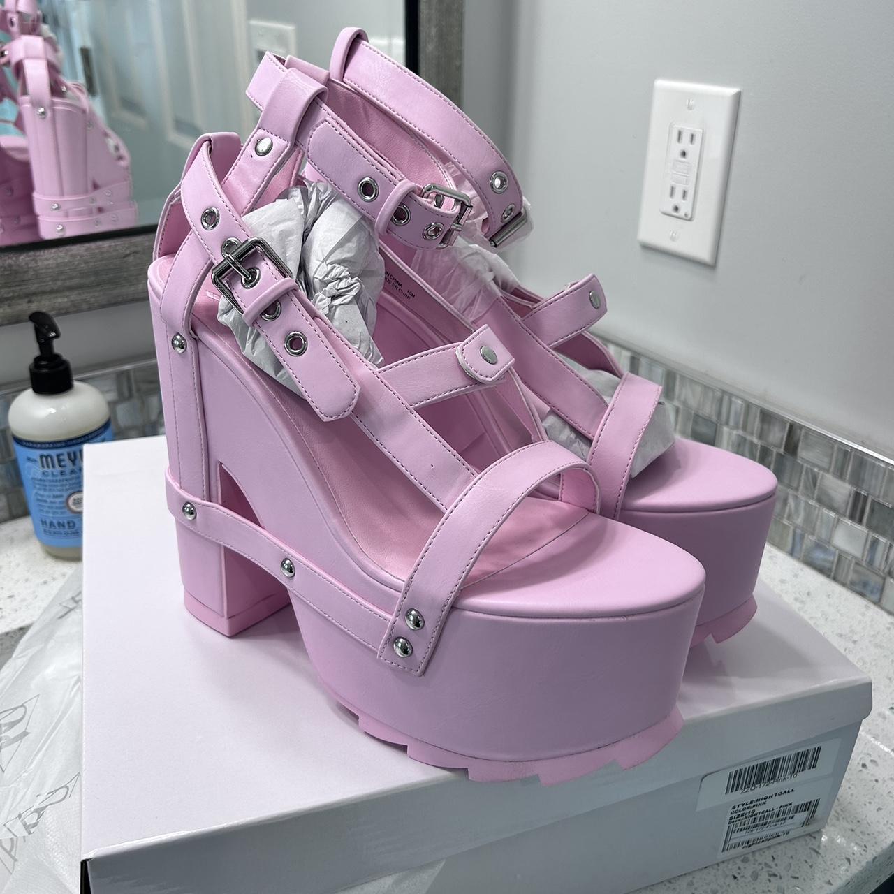 Brand new YRU pink nightcall heels!! The pastel goth... - Depop