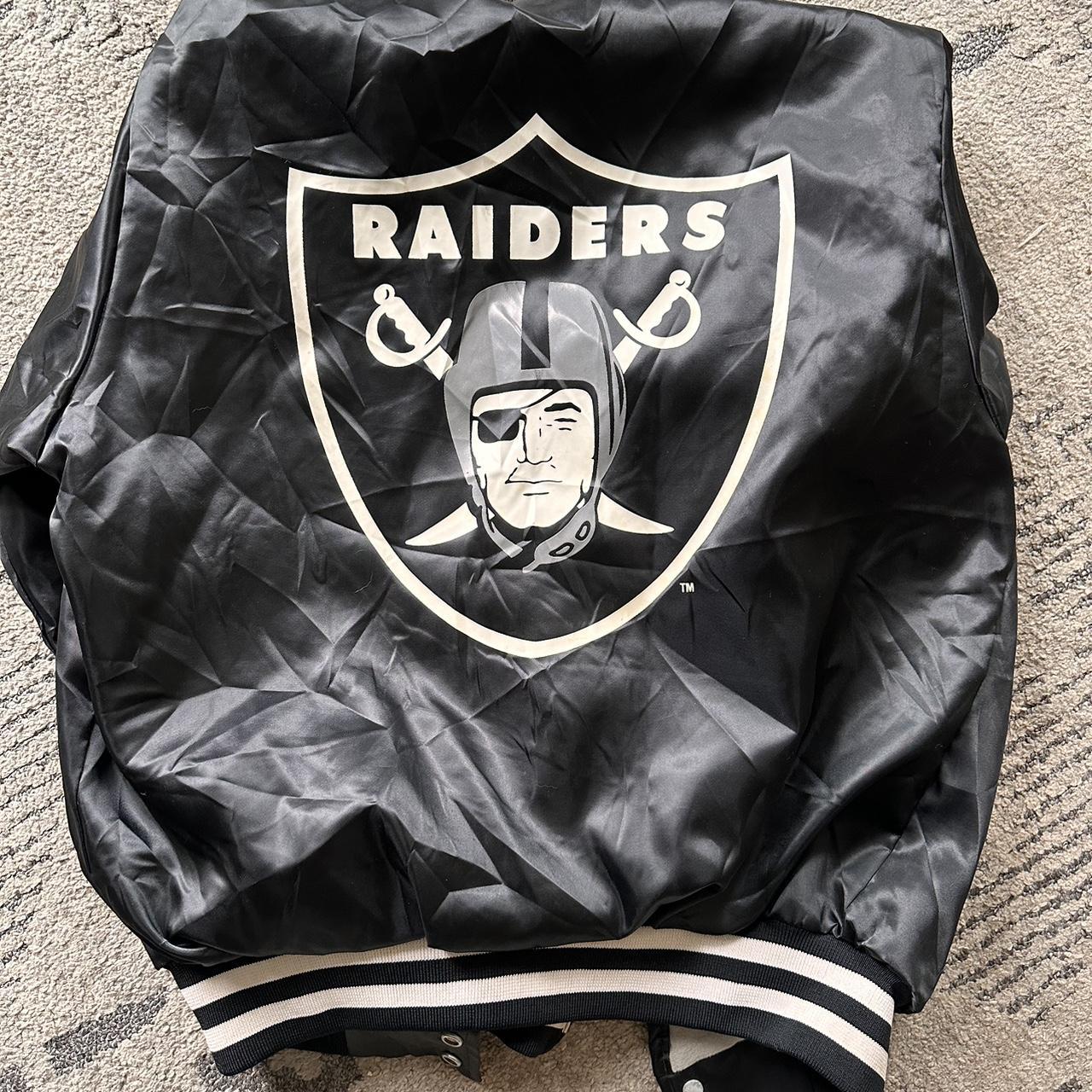 Men's NFL Starter Black Satin Varsity Jacket