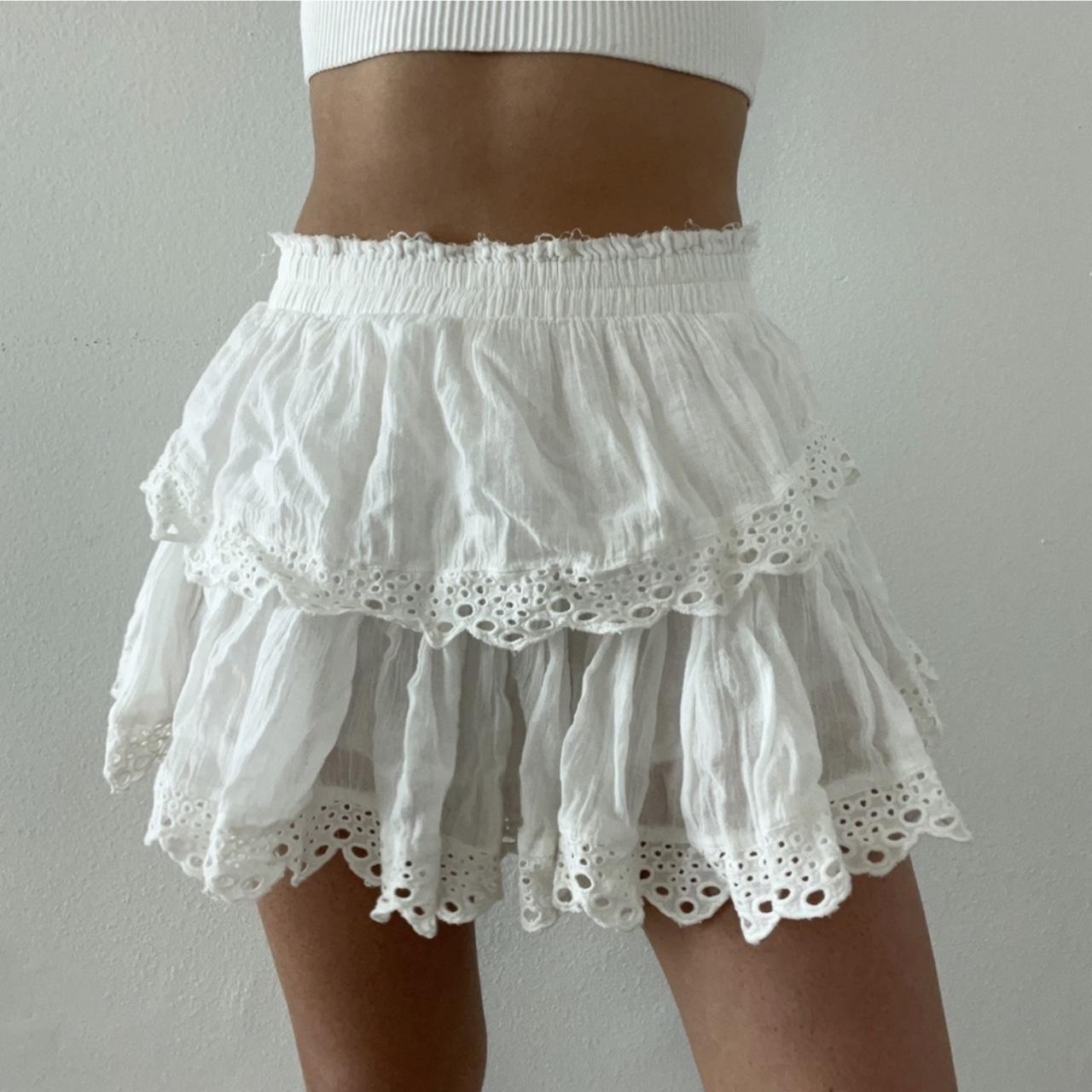 LoveShackFancy Women's White Skirt | Depop