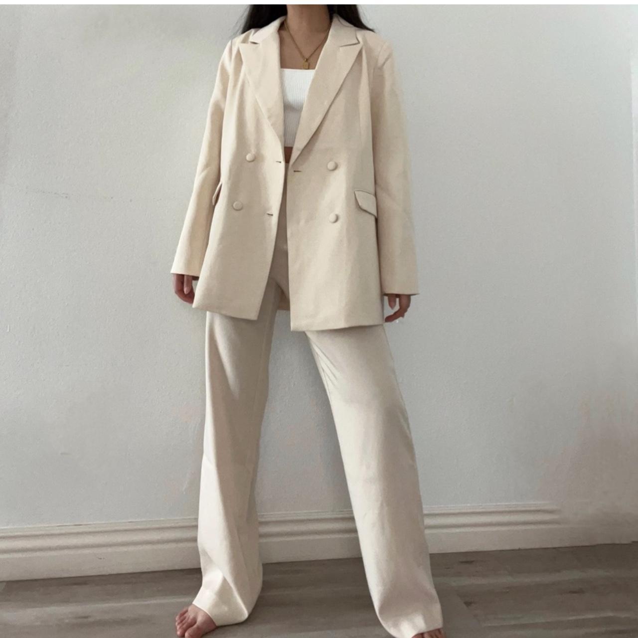 Meshki Blazer and Pant Set in Cream NWT. Top: S... - Depop