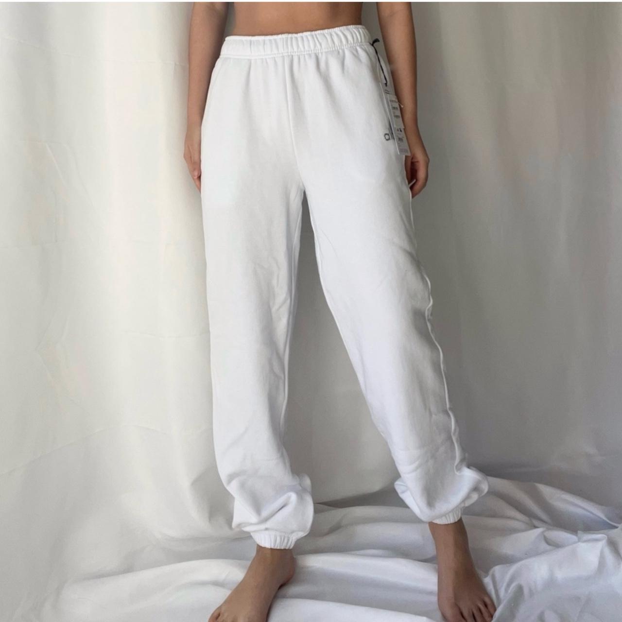 Alo Yoga White Fleece Jogger Sweatpants NWT Unisex... - Depop