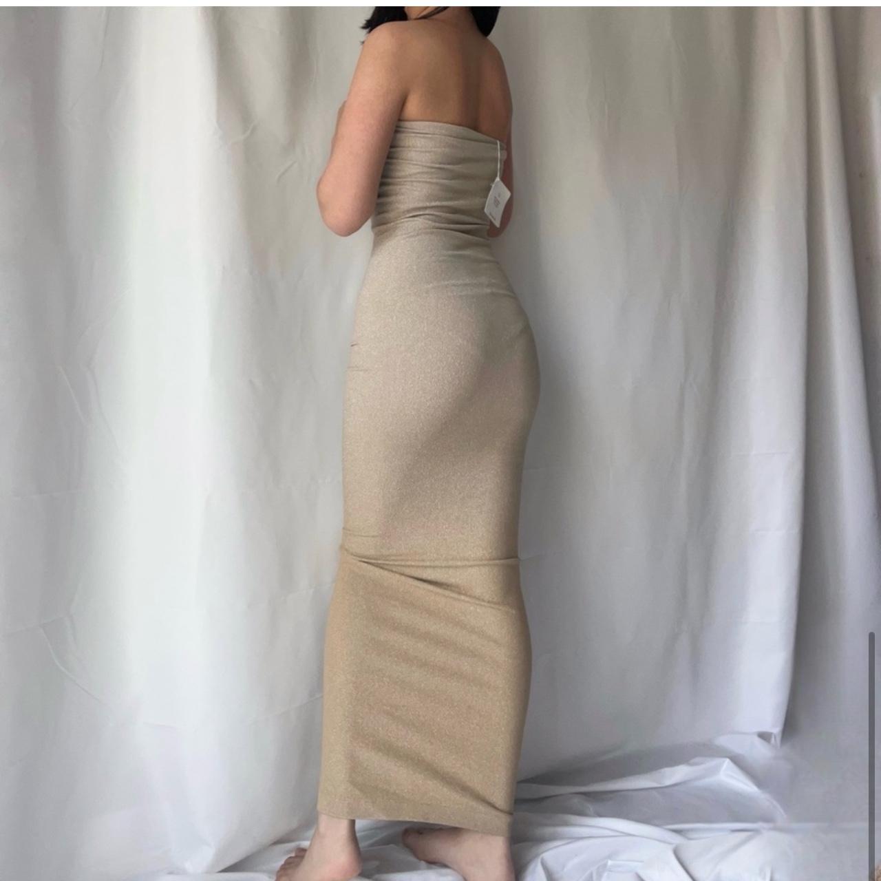 Fading Shine strapless maxi dress in gold - Wolford