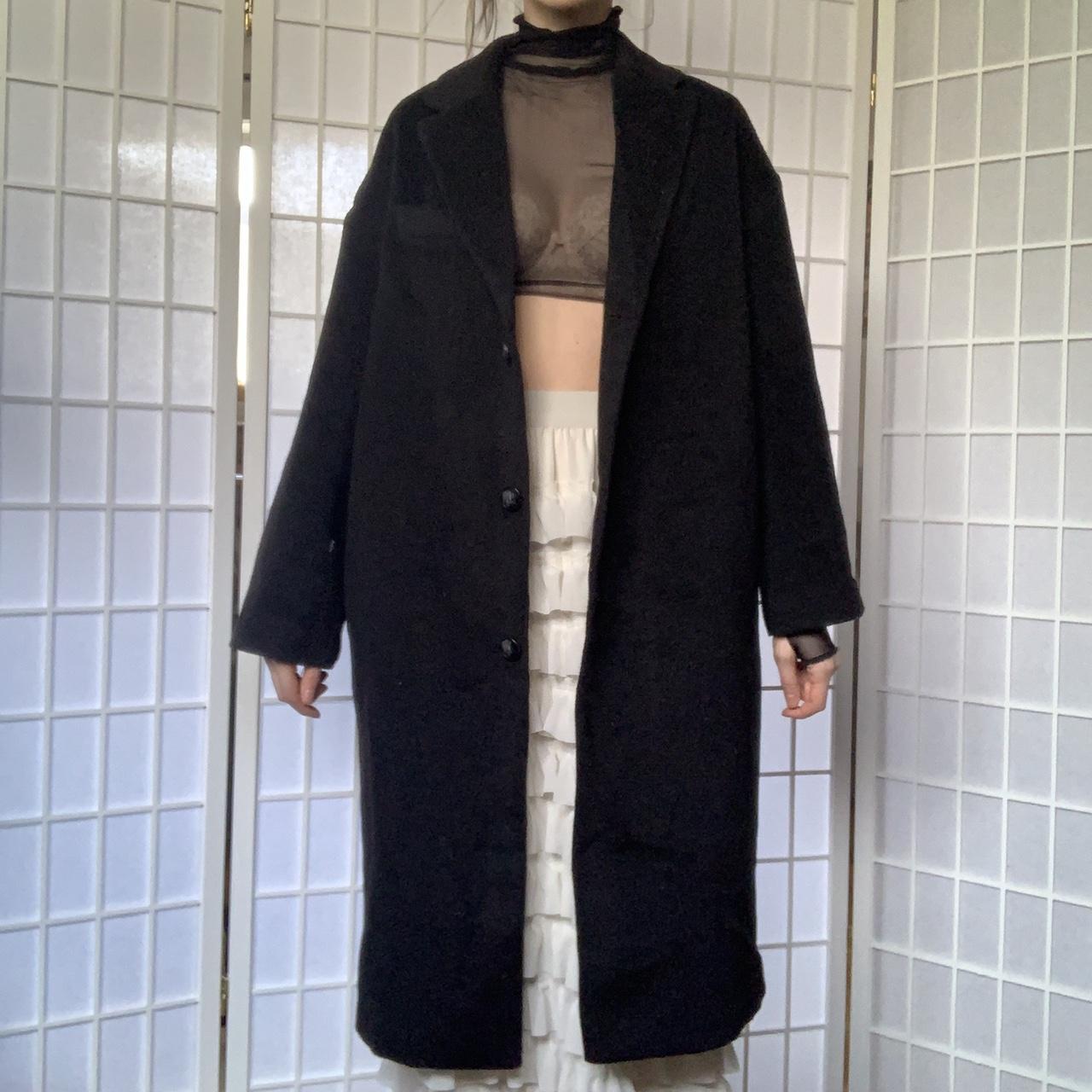black felt trench coat , peacoat , button up ,... - Depop
