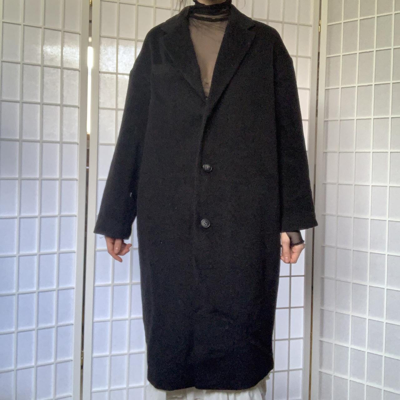 black felt trench coat , peacoat , button up ,... - Depop