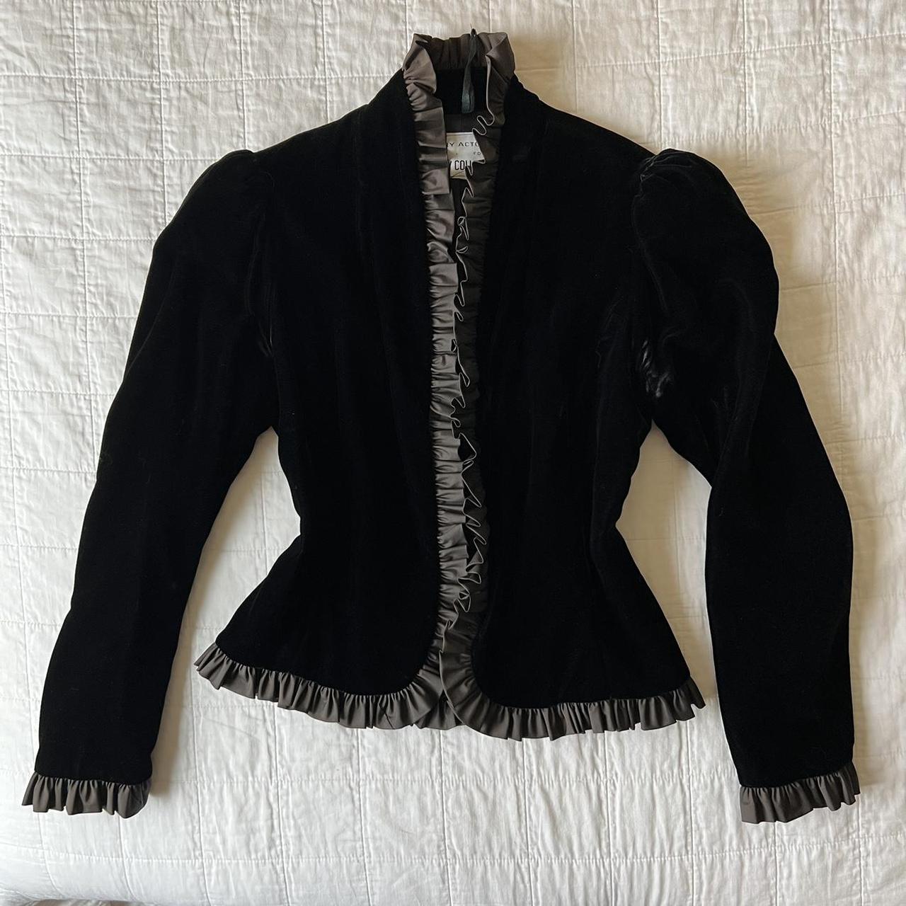 Vintage Black Velvet Jacket Victorian Silk... - Depop