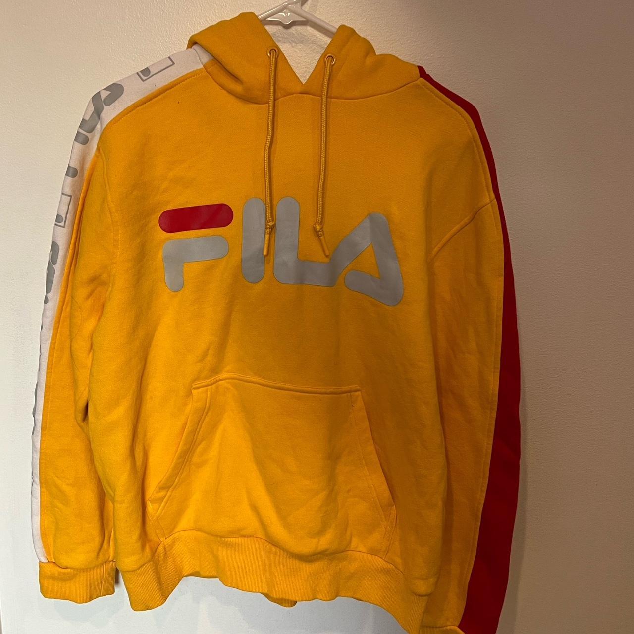 Yellow fila store hoodie