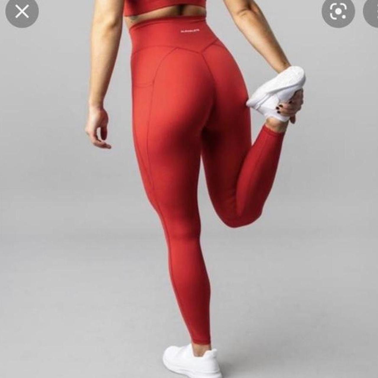 Alphalete alphalux red leggings with pocket Worn... Depop