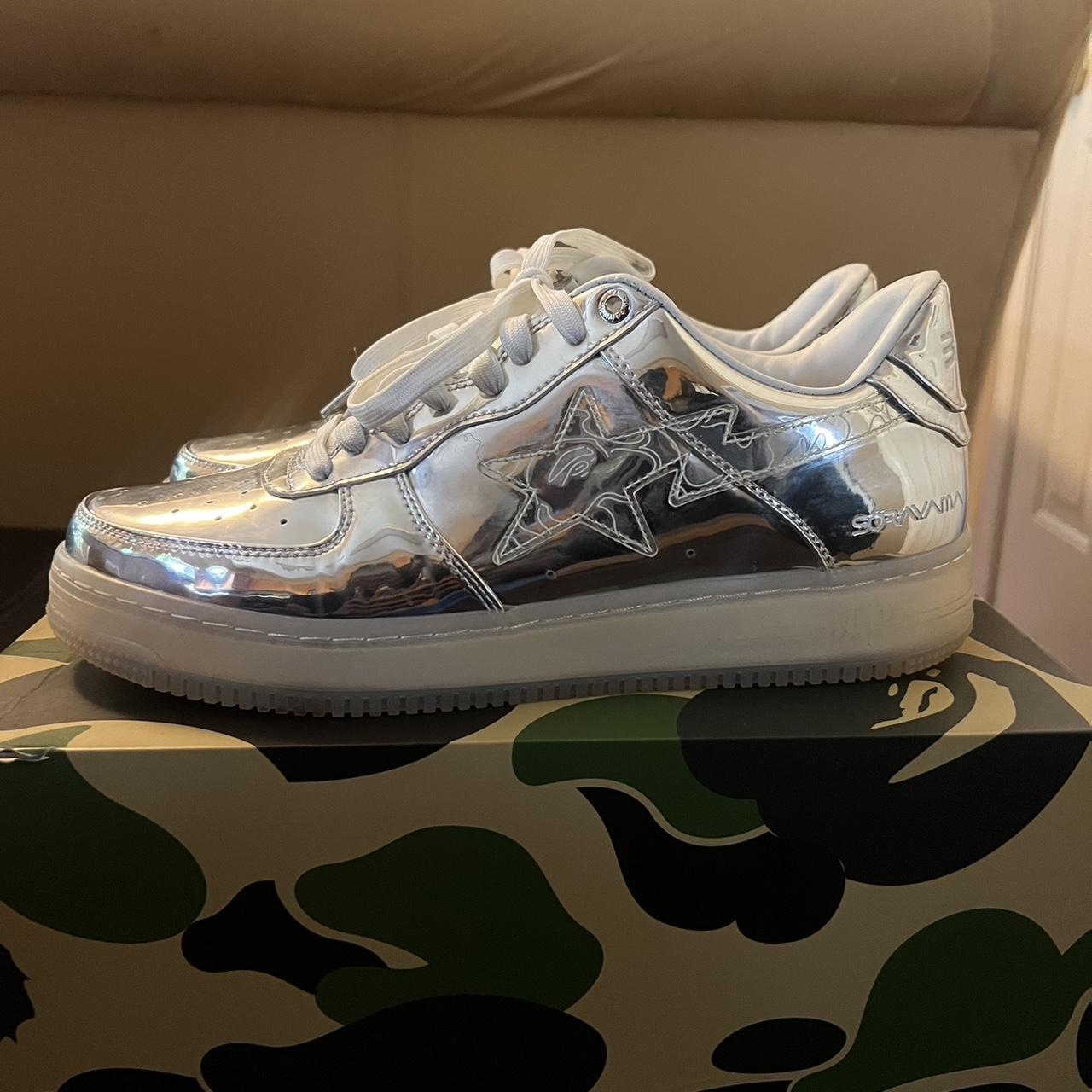 Silver bapesta best sale