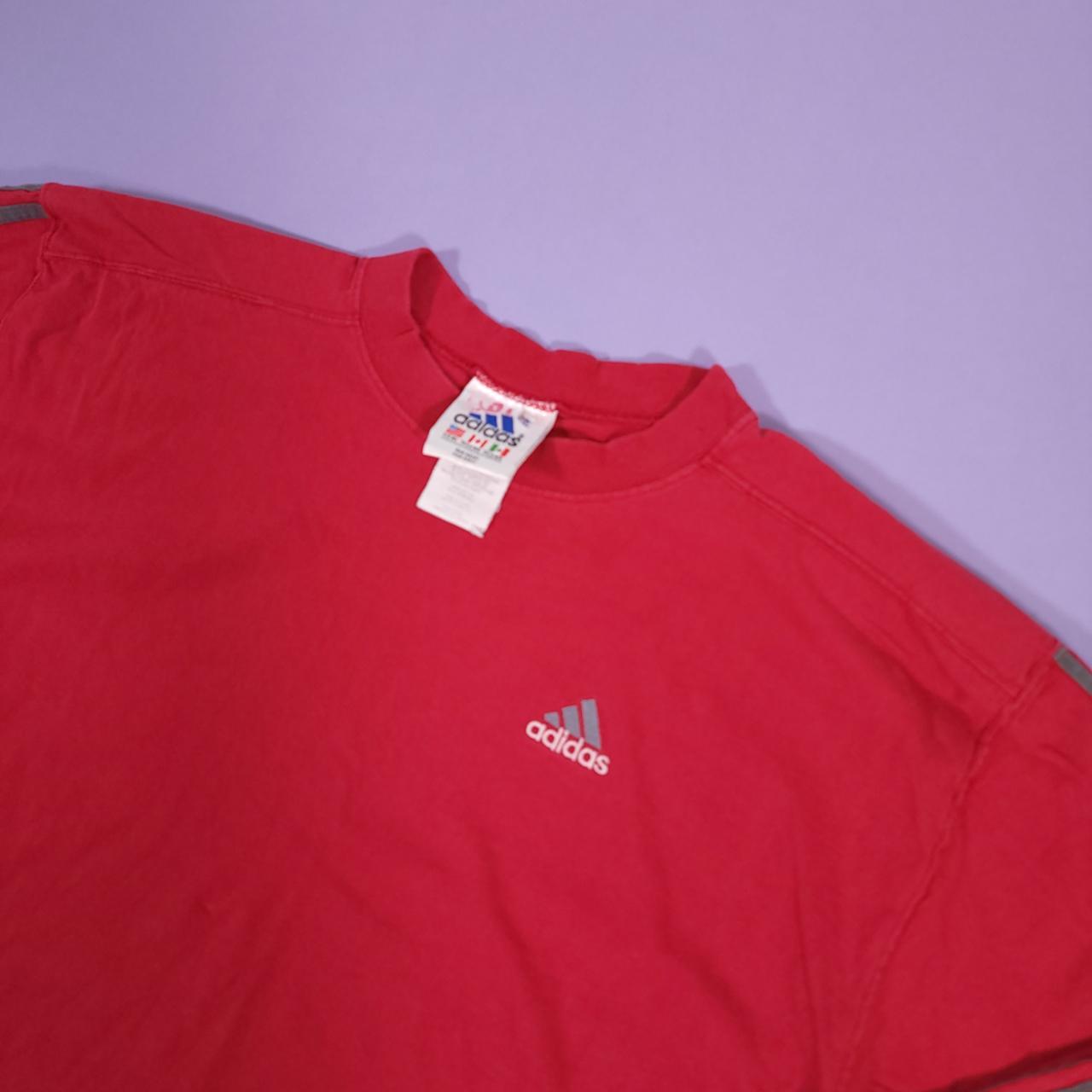 Vintage 80s Adidas Red Long sleeve T-Shirt Men's sz... - Depop