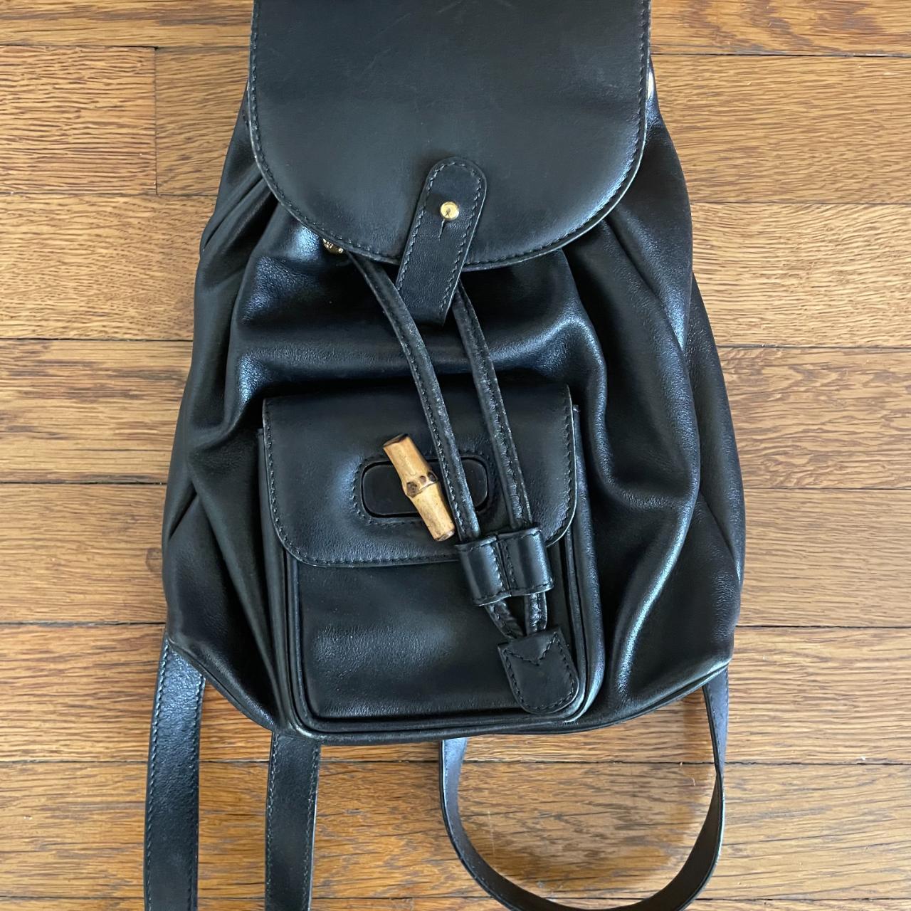 Gucci Bamboo Backpack Leather Mini Black Excellent Depop