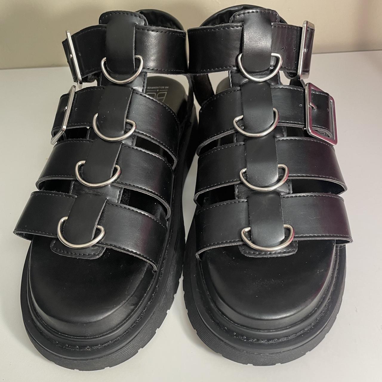 No Boundaries Women's Black Sandals | Depop