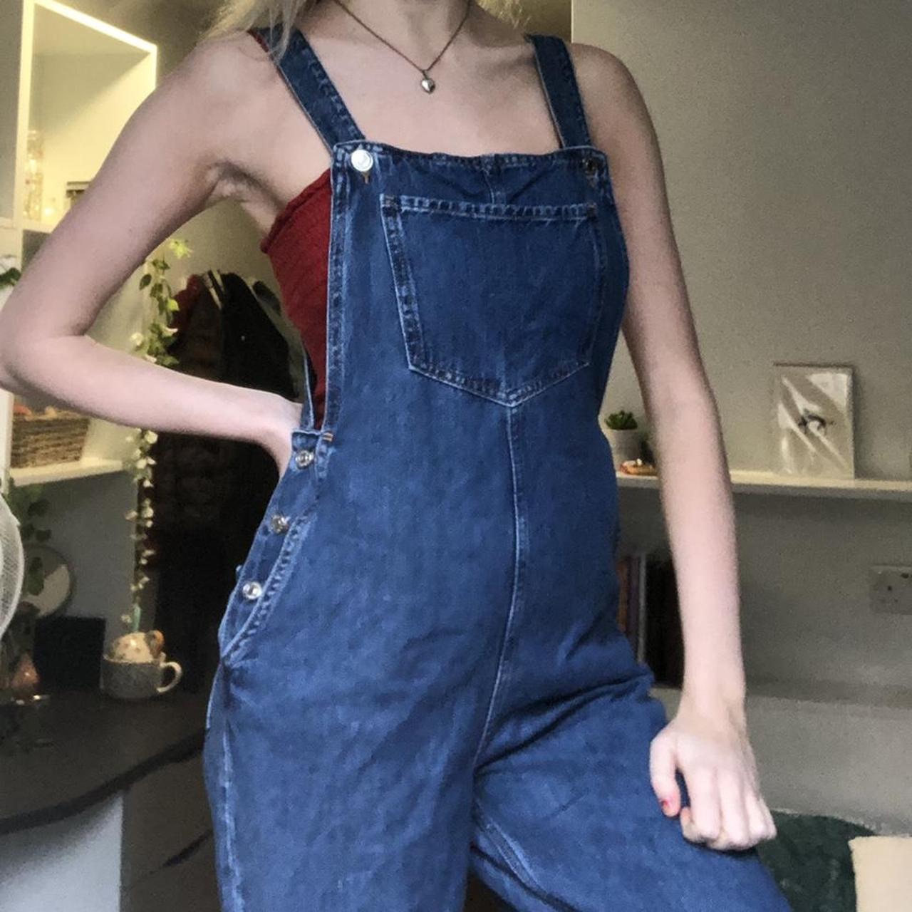 Bershka Denim blue Dungarees. Size Small. Perfect... - Depop