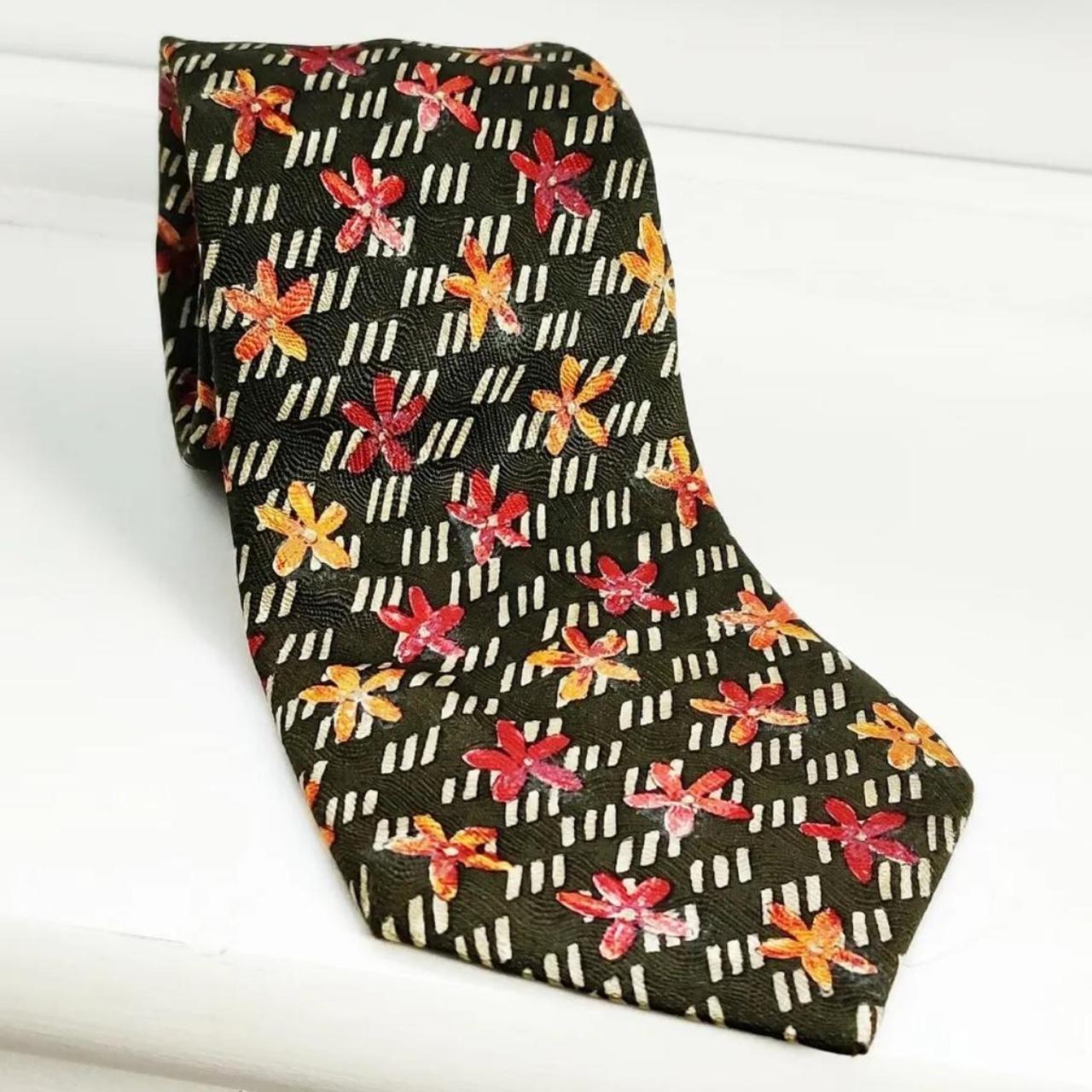 Cerruti 1881 Floral Pattern Silk Tie Vintage 80s