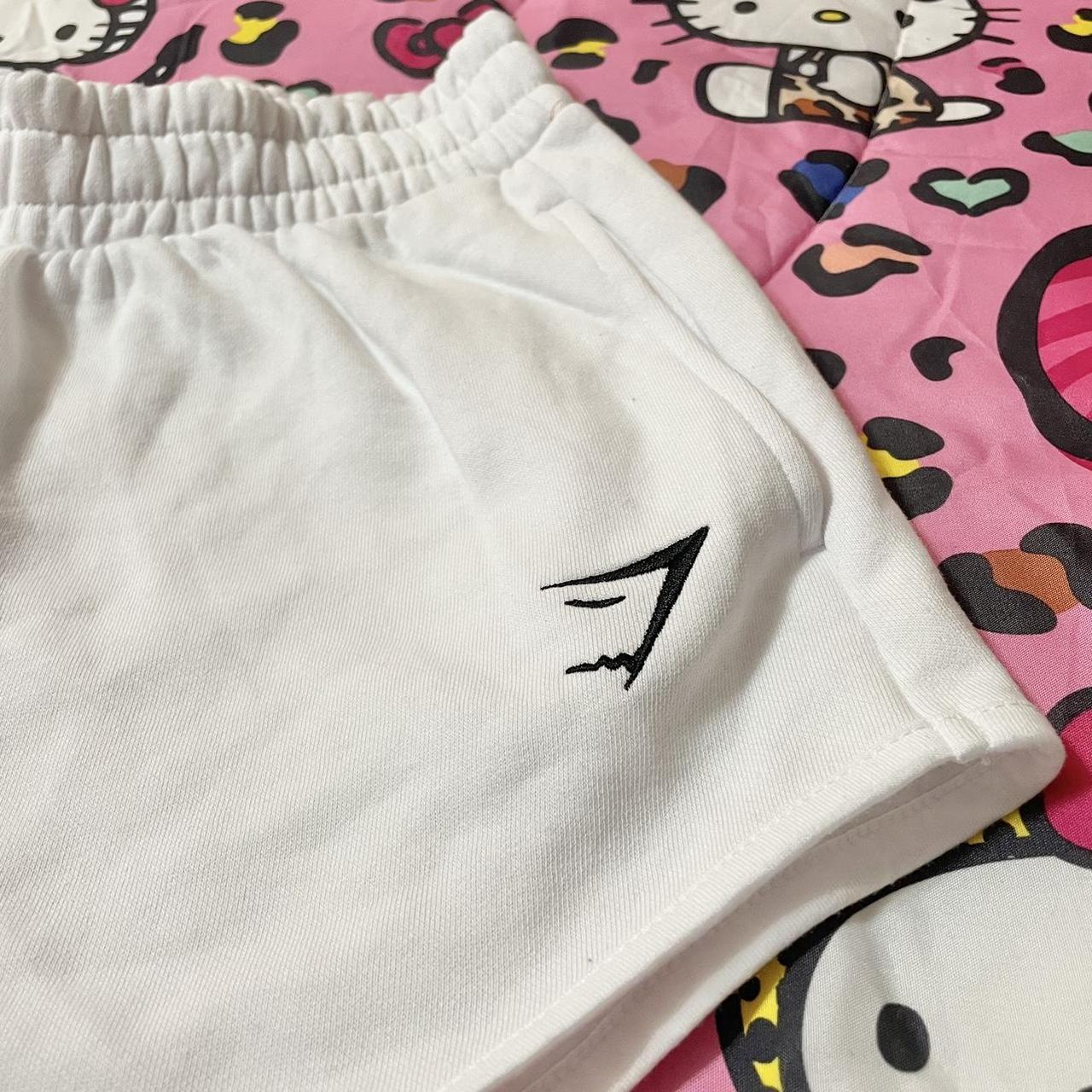 Gymshark Women's White and Black Shorts Depop
