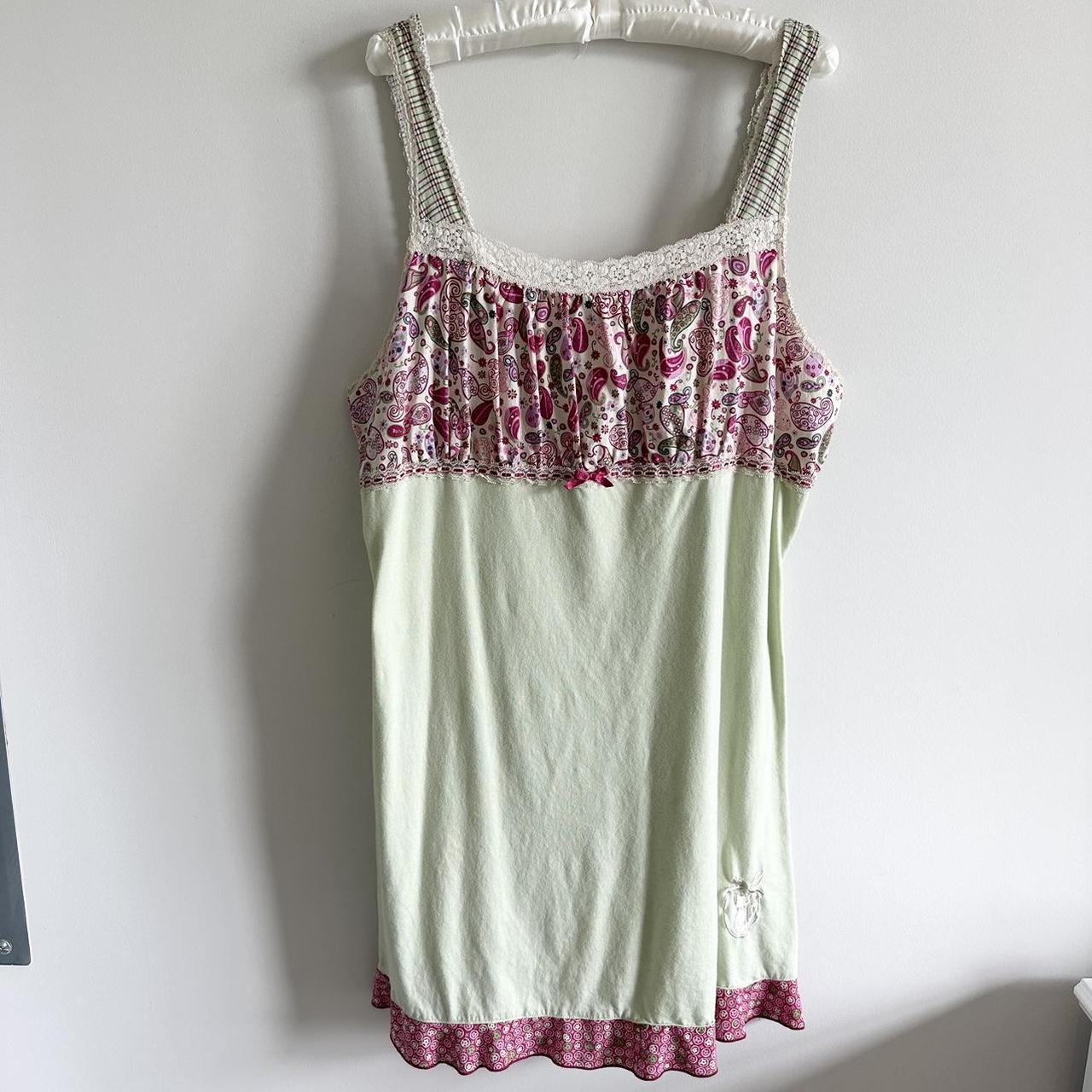 Green and pink cottage core dress Brand: secrete... - Depop