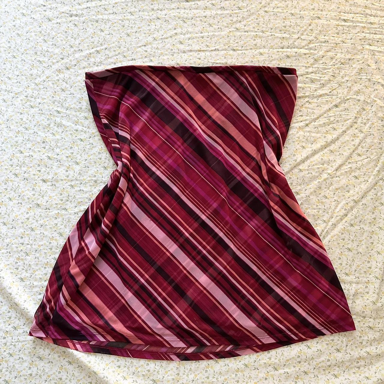 Pink And Burgundy Stripped Midi Skirt Brand: Express... - Depop