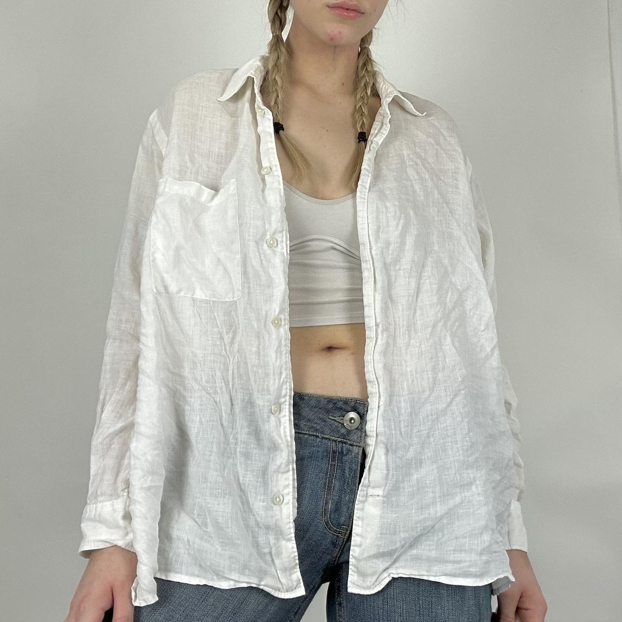 white linen button down 🐇 white 100 linen button... Depop