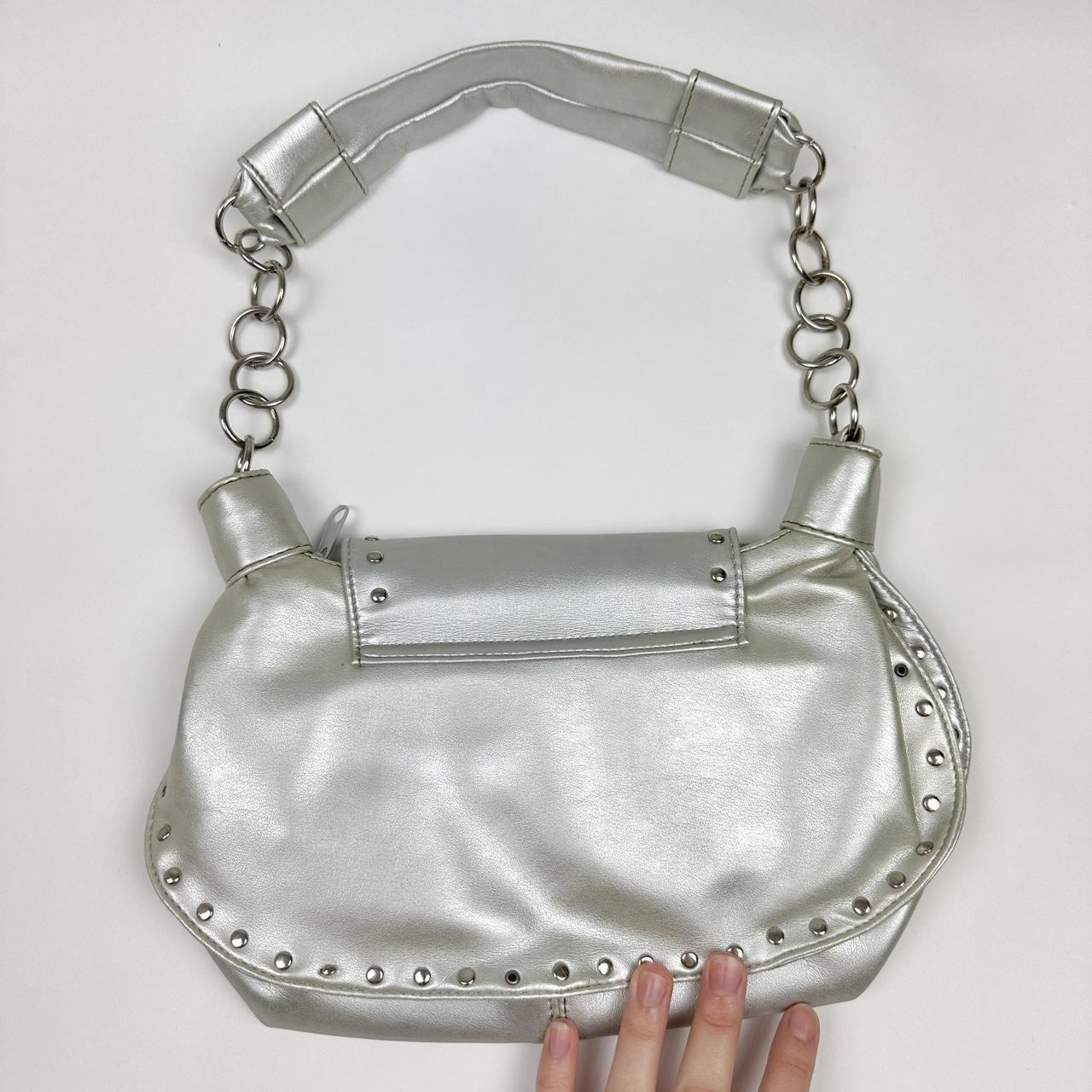 y2k silver studded shoulder bag 🩶 perf for going... - Depop