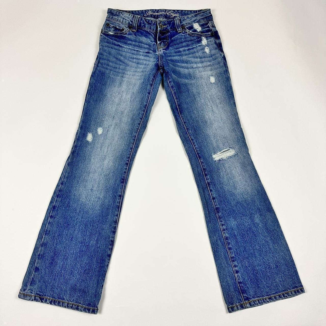 y2k low rise jeans 🍊 ★ 2000s distressed denim low... - Depop