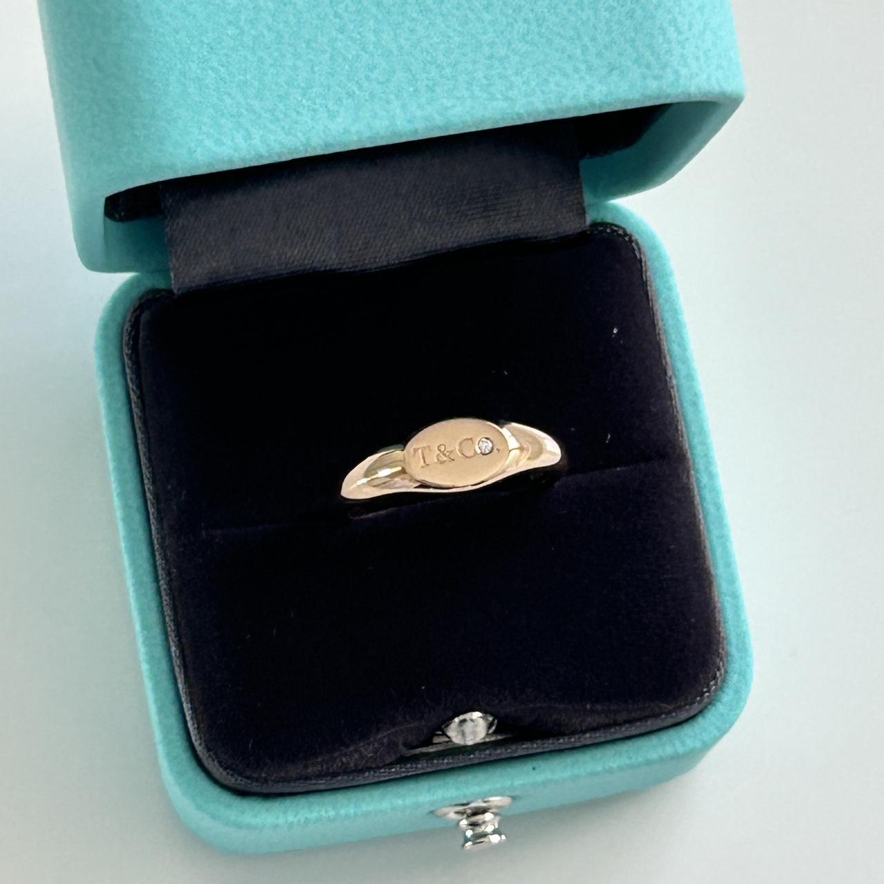 Tiffany Signet Ring 18k Tiffany Co 18k Rose Gold Diamond Micro