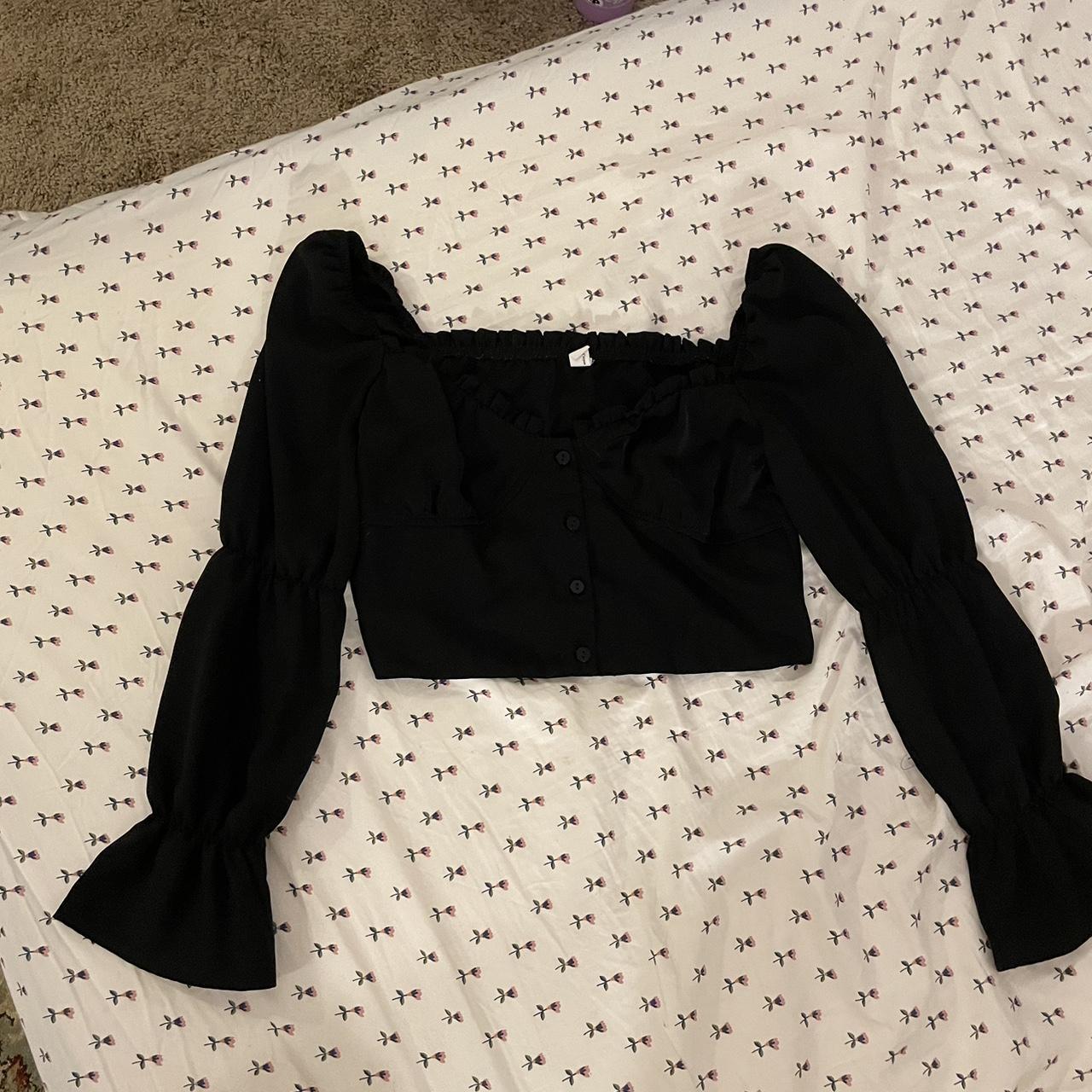small black blouse with flare sleeves - Depop