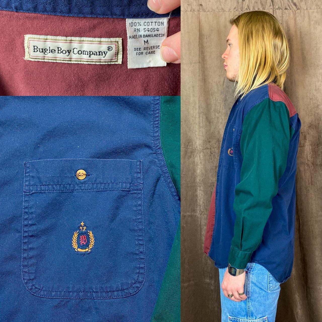 vintage colorblock collar shirt 90s bugle boy... Depop