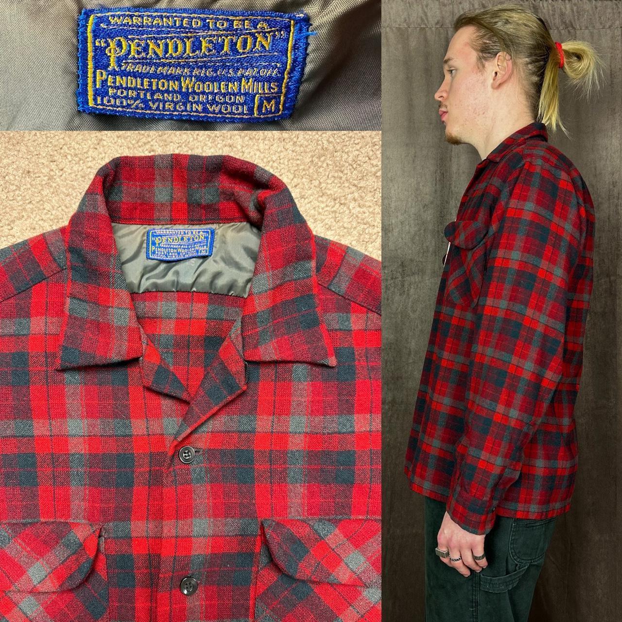vintage Pendleton flannel shirt 1960s red plaid... Depop