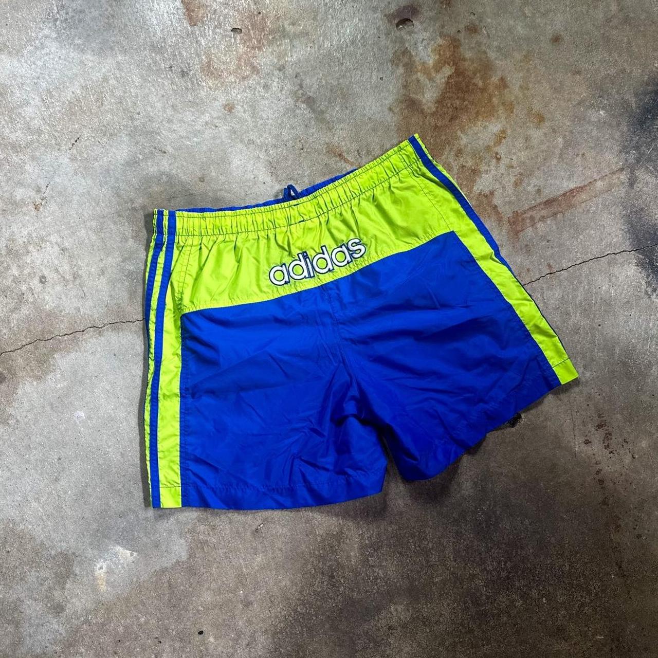 vintage adidas neon running shorts Y2K embroidered... - Depop