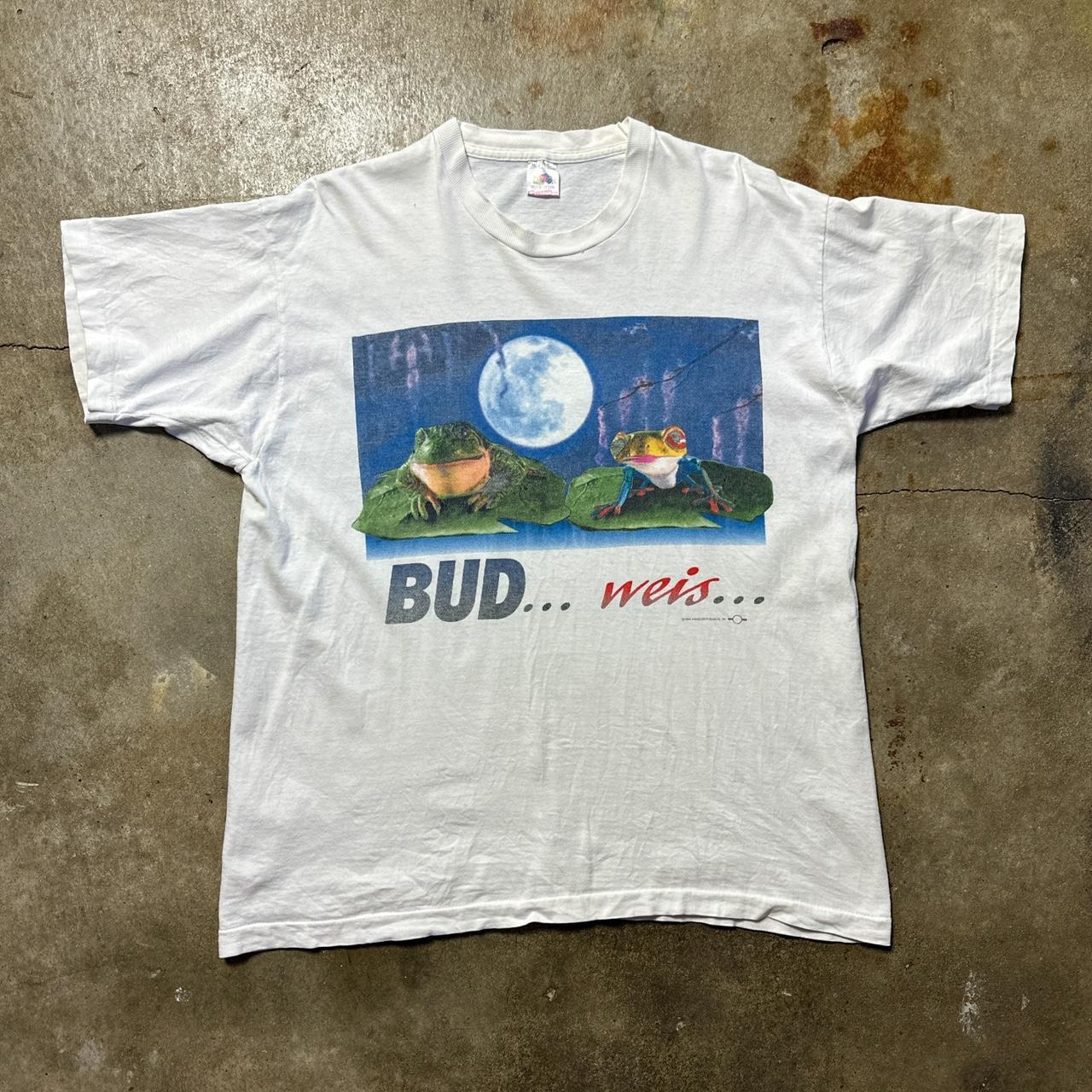 希少！！ 希少 BAD USA製 BUDWEISER Tシャツ- BAD FROG BEER Tシャツ